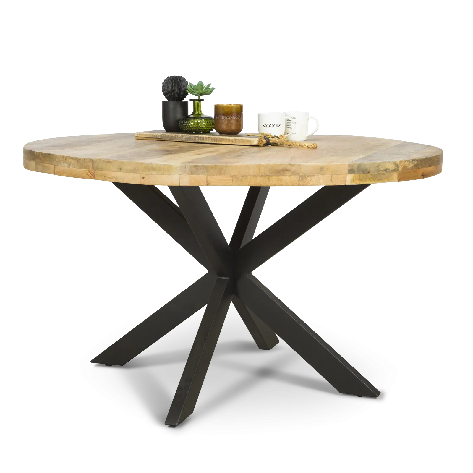 SALE: Eettafel Yucca - rond 120 cm - Mangohout Naturel