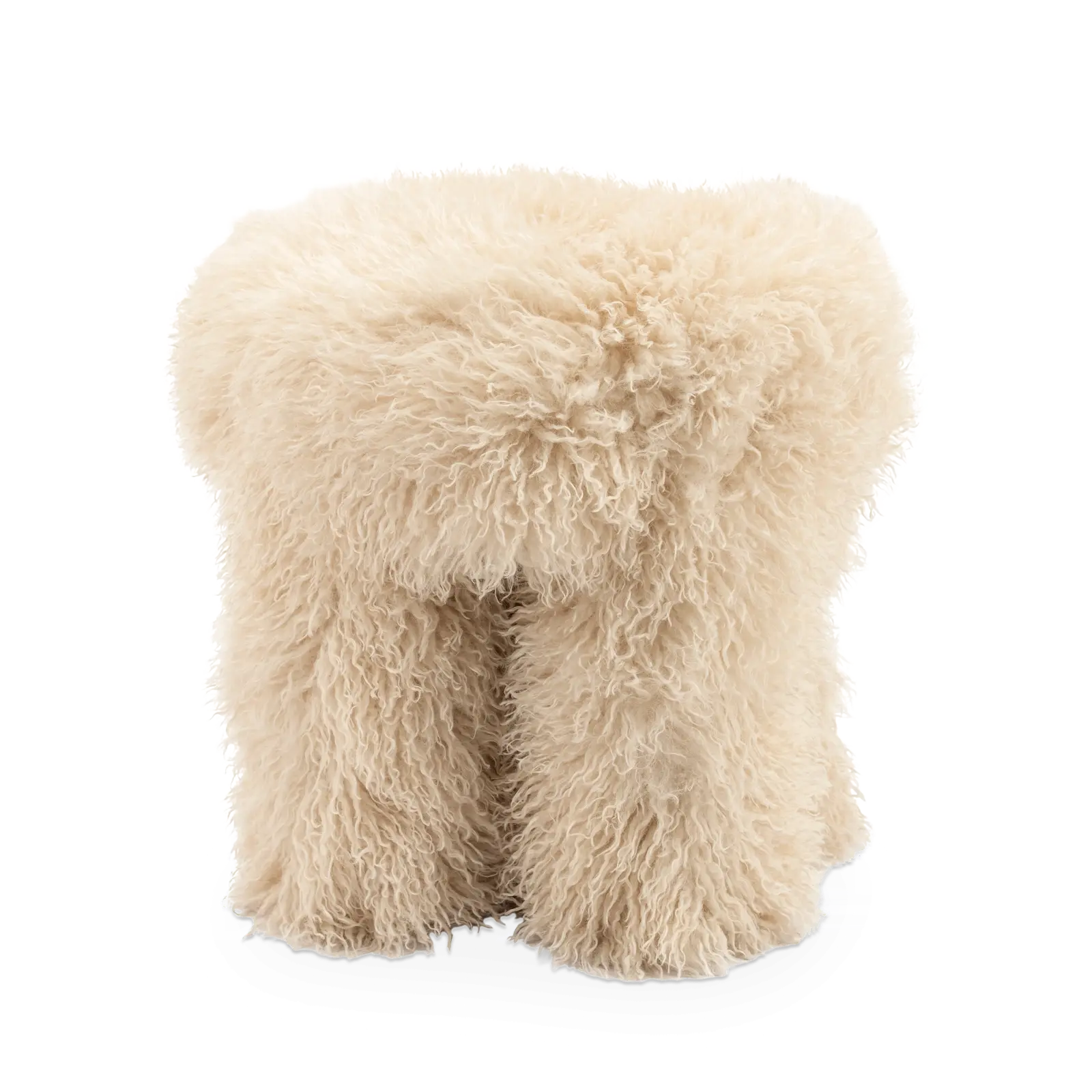 Poef Doodly - Ø40 cm - Fluffy - Beige
