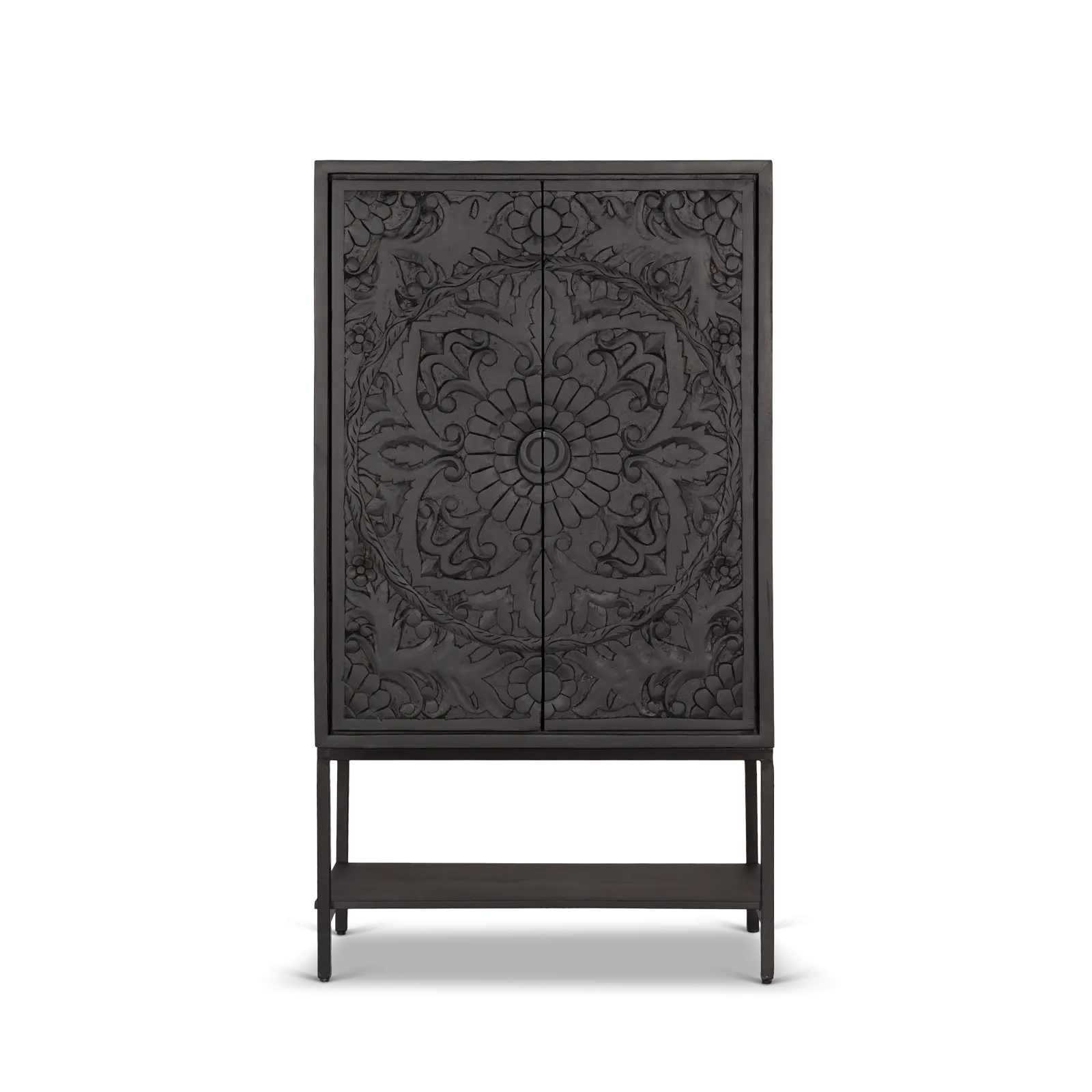 Opbergkast Belleville - 90 cm - 2 deuren - Mangohout Zwart
