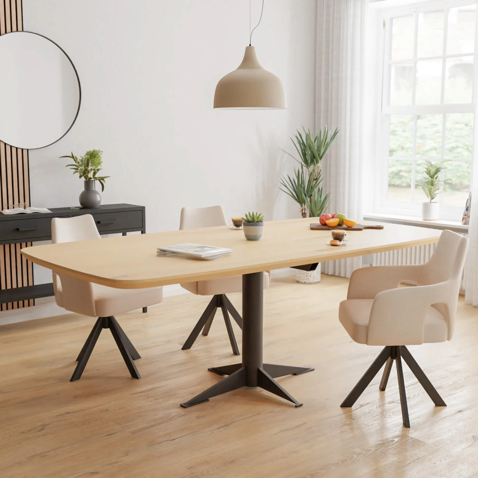 Eettafel Westfield - Deens Ovaal Eiken Nature White (220x110cm)