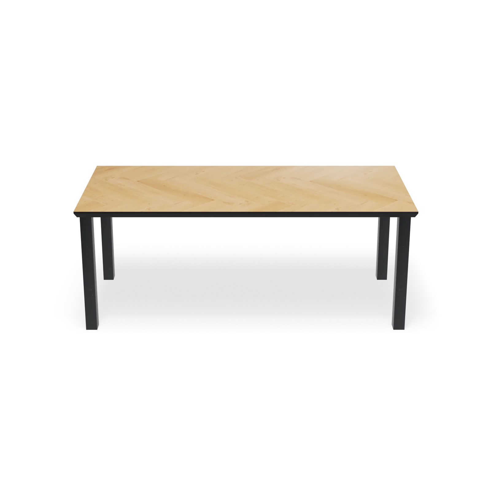 Eettafel Rechte Poten (90cm) - Rechthoek Eiken Visgraat Nature White (200x100cm)