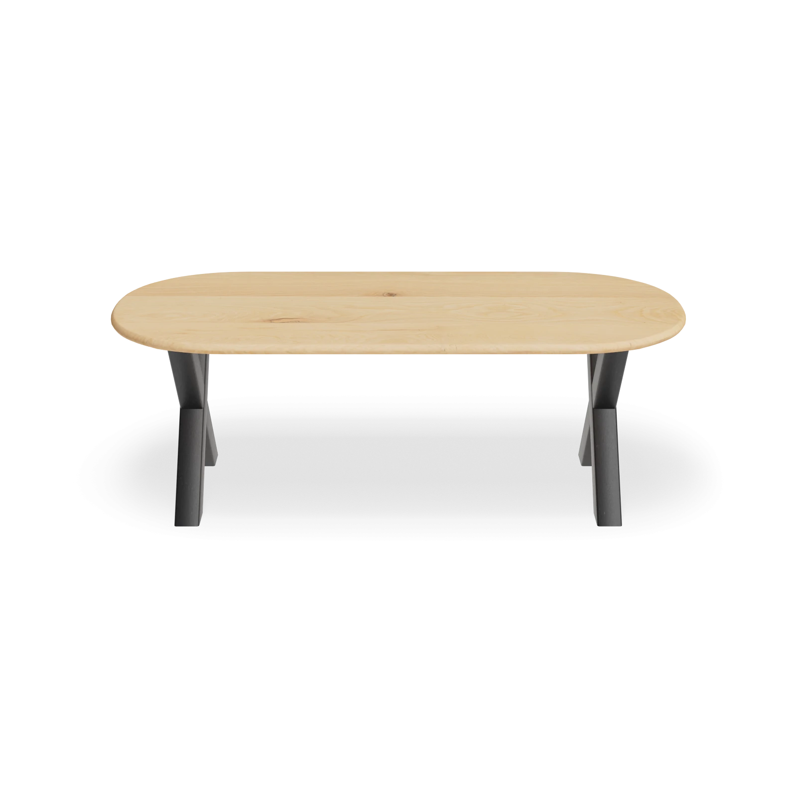 Eettafel X poot (10x10cm) - Halve Cirkel Eiken Nature White (220x100cm)
