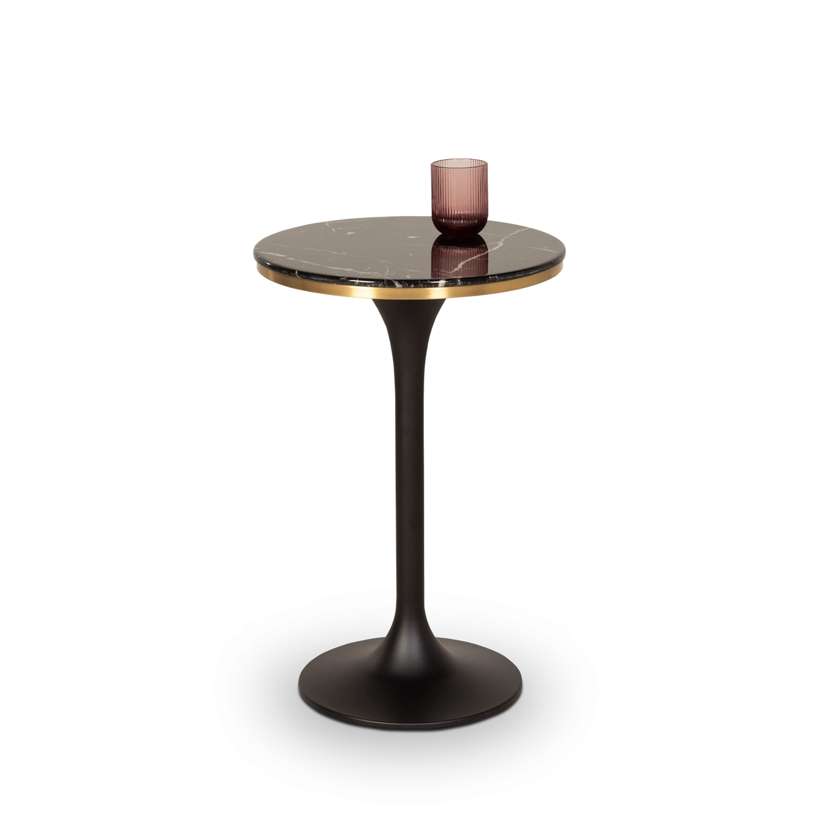 Bijzettafel (rond 40cm - hoog 61cm) Elaris - Marbleglass Zwart