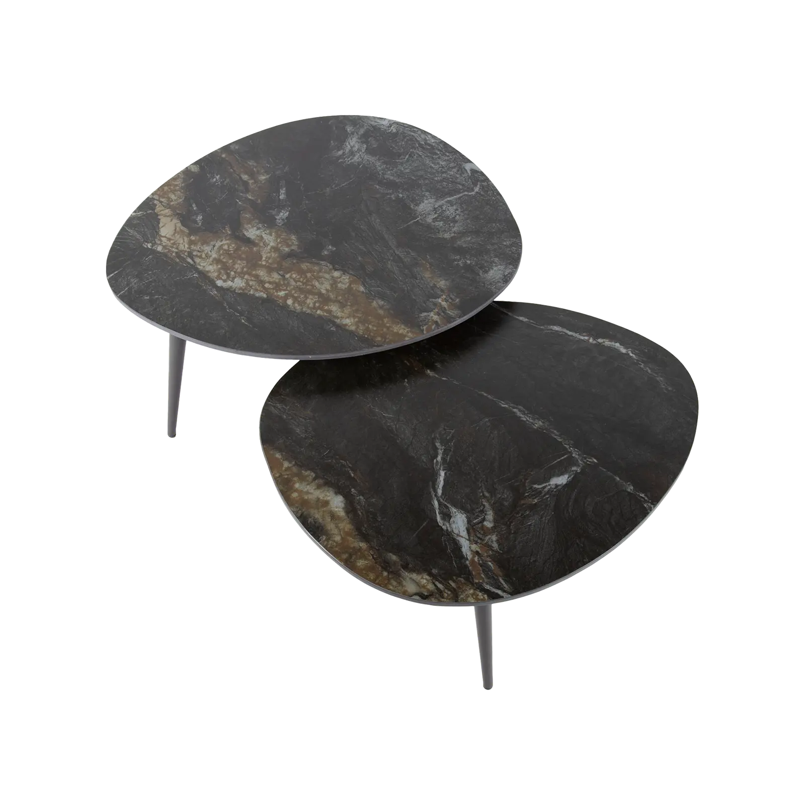 Salontafel set van 2 Fossil - organische vorm - Keramiek Fossil Black