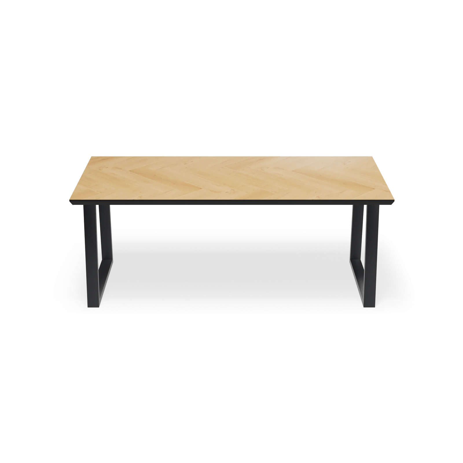 Eettafel U poot (8x4cm) - Rechthoek Eiken Visgraat Nature White (200x100cm)