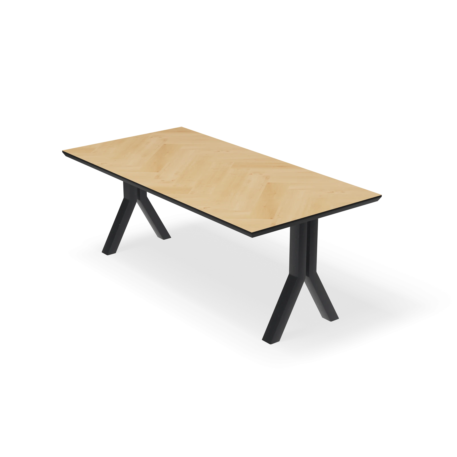 Eettafel Y poot (8x8cm) - Rechthoek Eiken Visgraat Nature White (200x100cm)