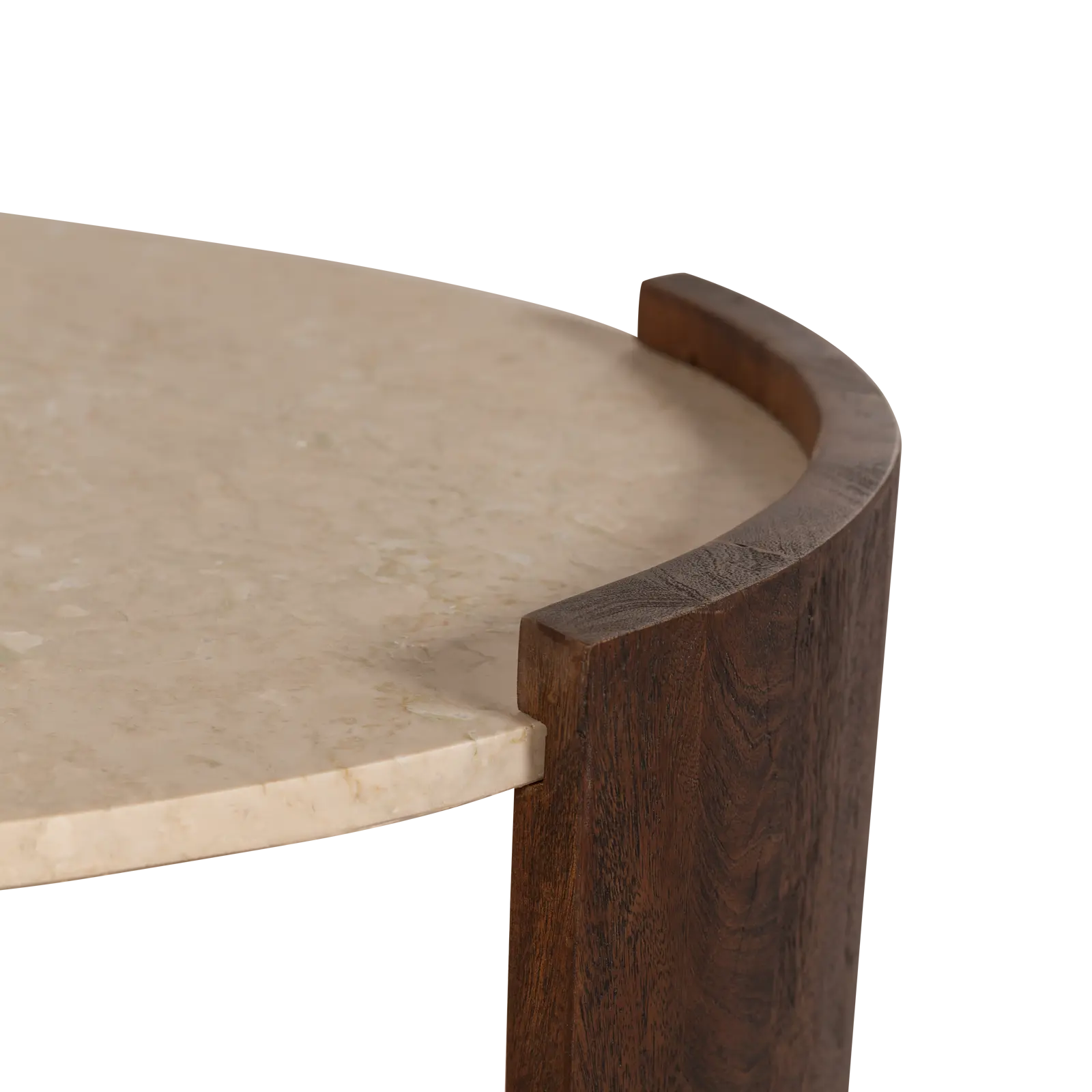 Salontafel Ayana - rond 51 cm - Mangohout Cacao Bruin - Tafelblad Natuursteen