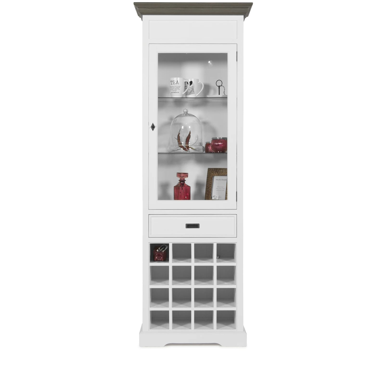 Wijnkast Riverwoods - ClearWhite/Rustic Grey