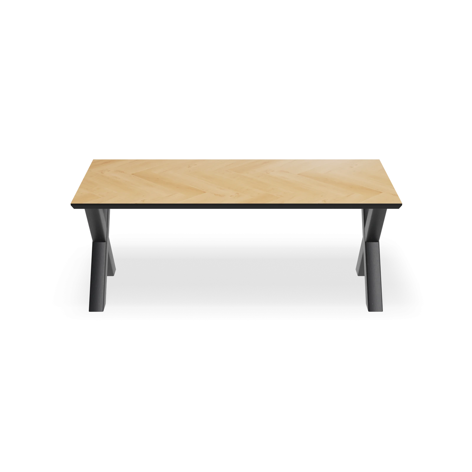 Eettafel X poot (10x10cm) - Rechthoek Eiken Visgraat Nature White (200x100cm)
