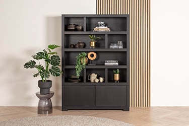 Wandkast zwart hout industrieel