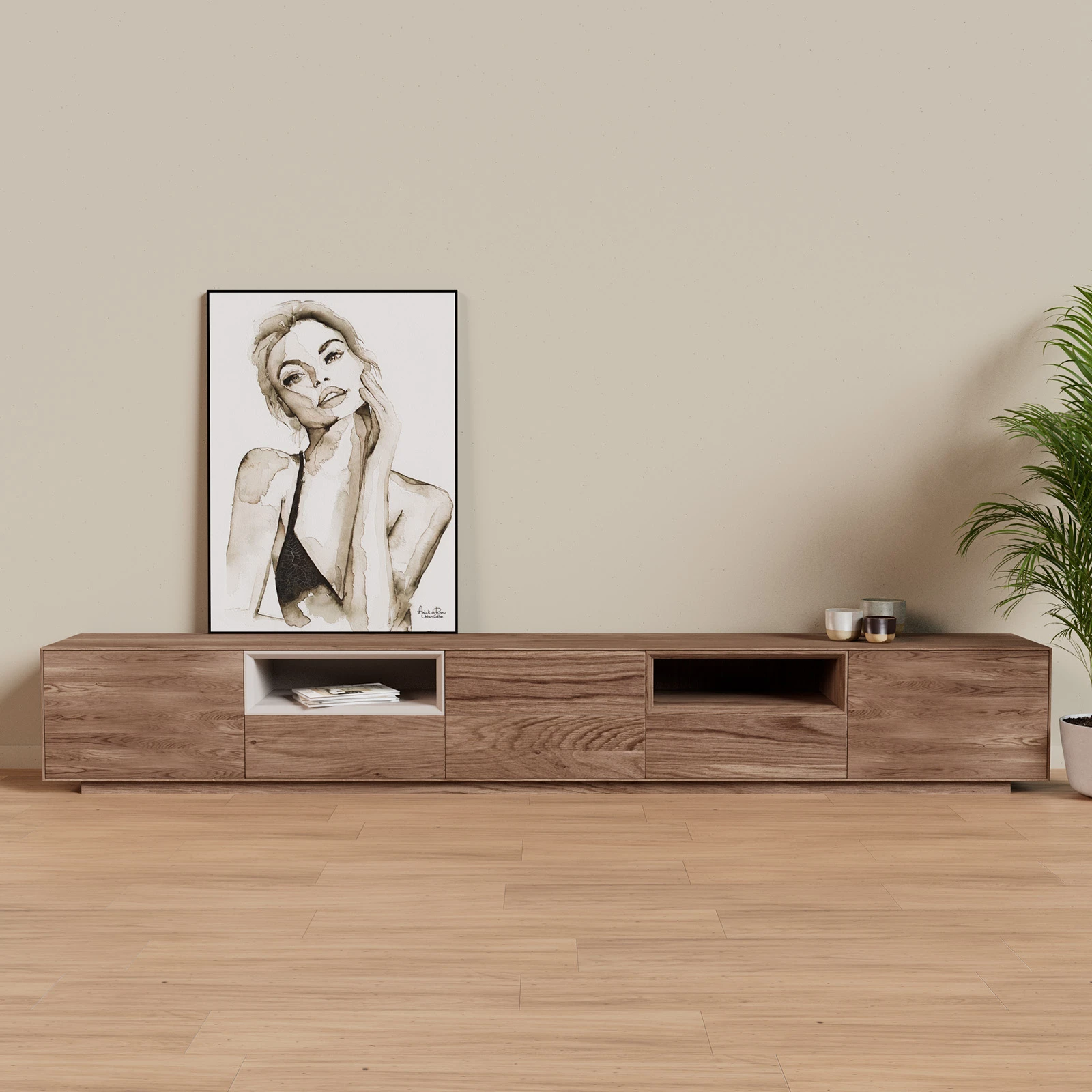 TV Meubel Kiezel 300cm Plint