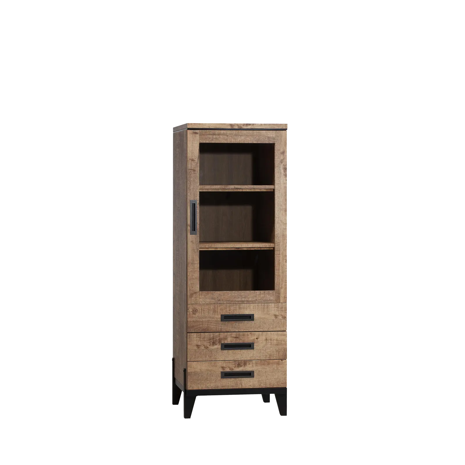 Vitrinekast Union - 68 cm - Lamulux Mango - 1 glasdeur, 2 laden