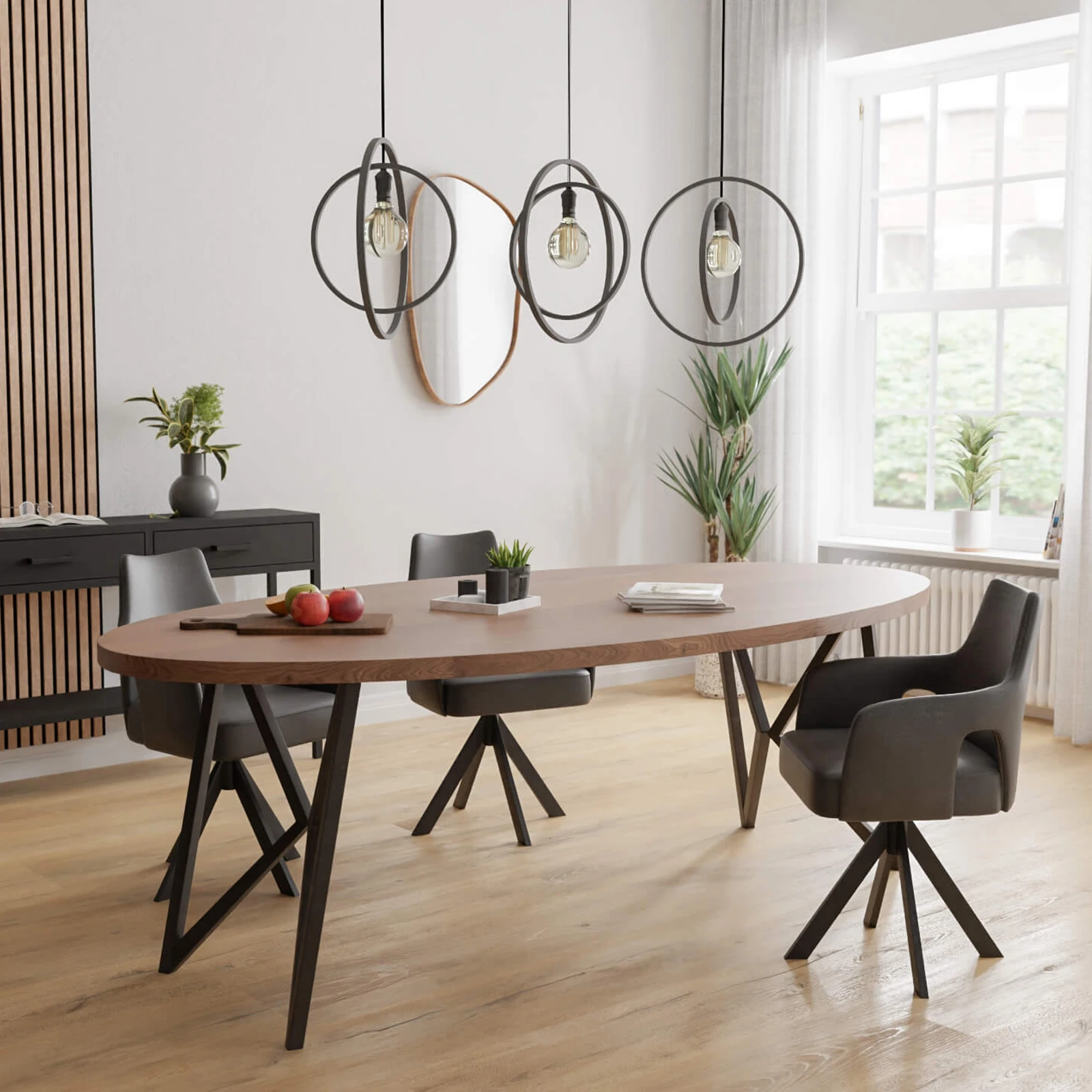 Eettafel Crosse Los - Ovaal Eiken Kiezel (220x110cm)
