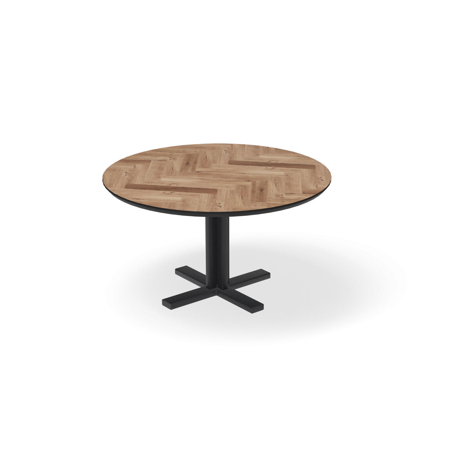 Eettafel Kolos - Rond Eiken Visgraat Kiezel (140cm)