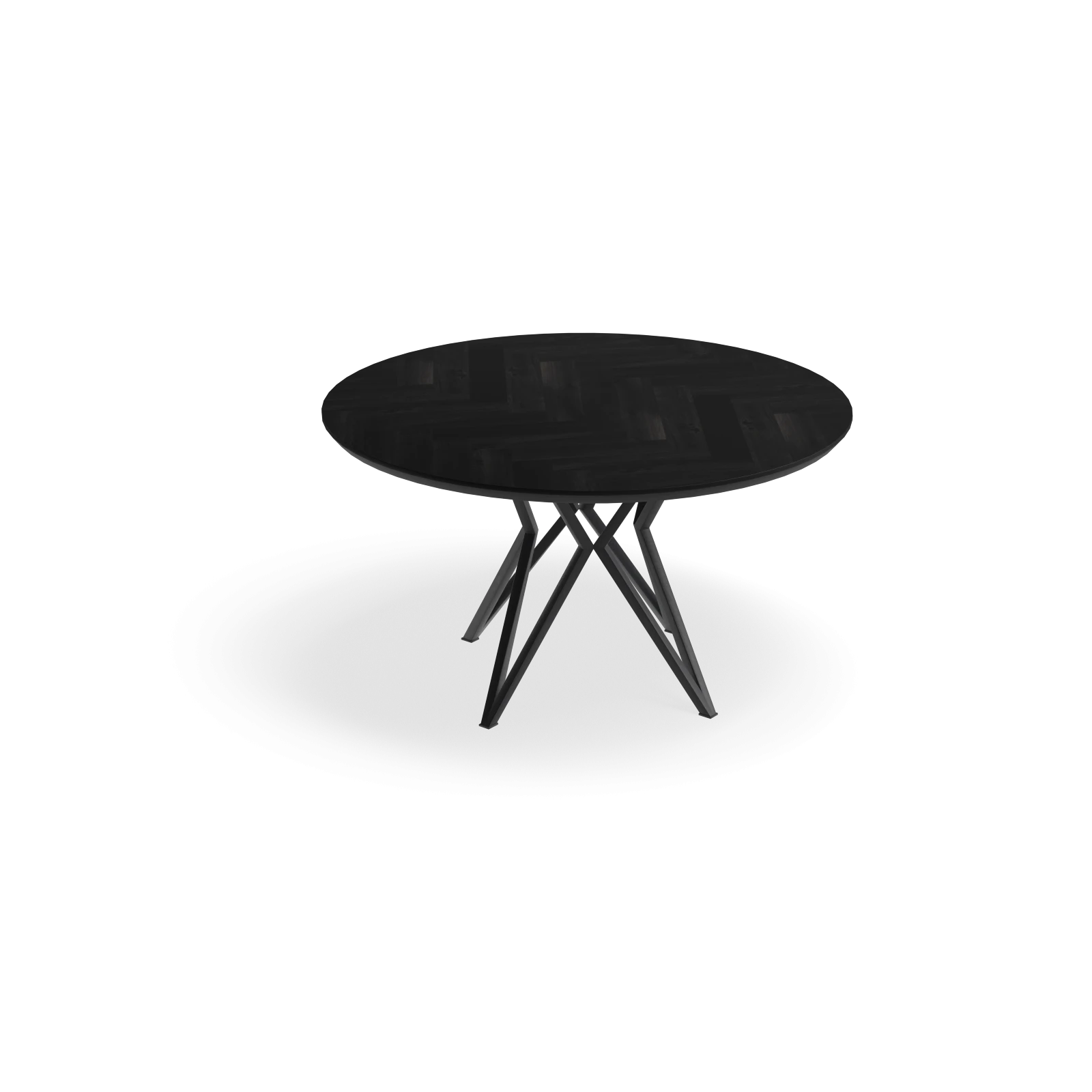 Eettafel Crosse - Rond Eiken Visgraat Black Sky (140cm)