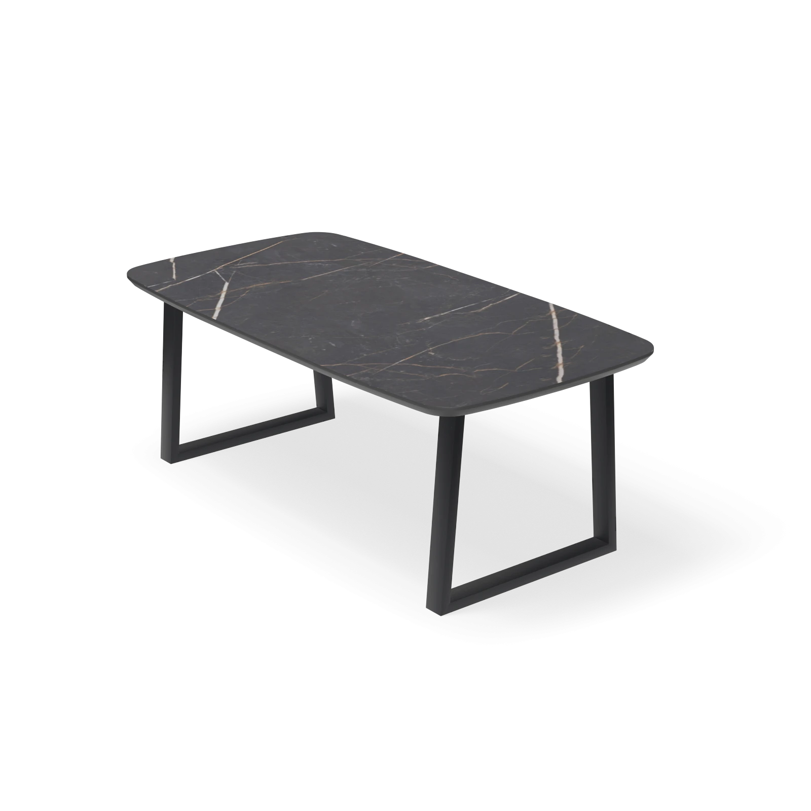 Eettafel U poot (8x4cm) - Deens Ovaal HPL Marmerlook (200x105cm)