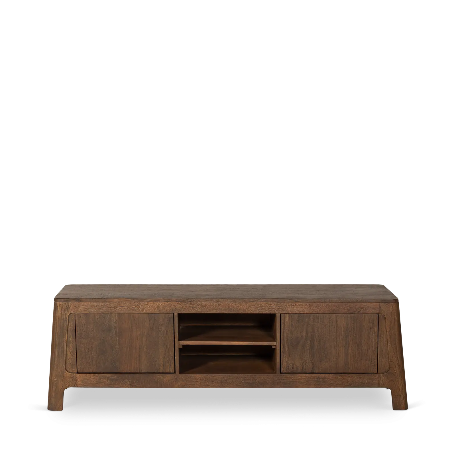 TV meubel Latara - 160 cm - Mangohout Cacao Bruin - 2 deuren, 2 vakken