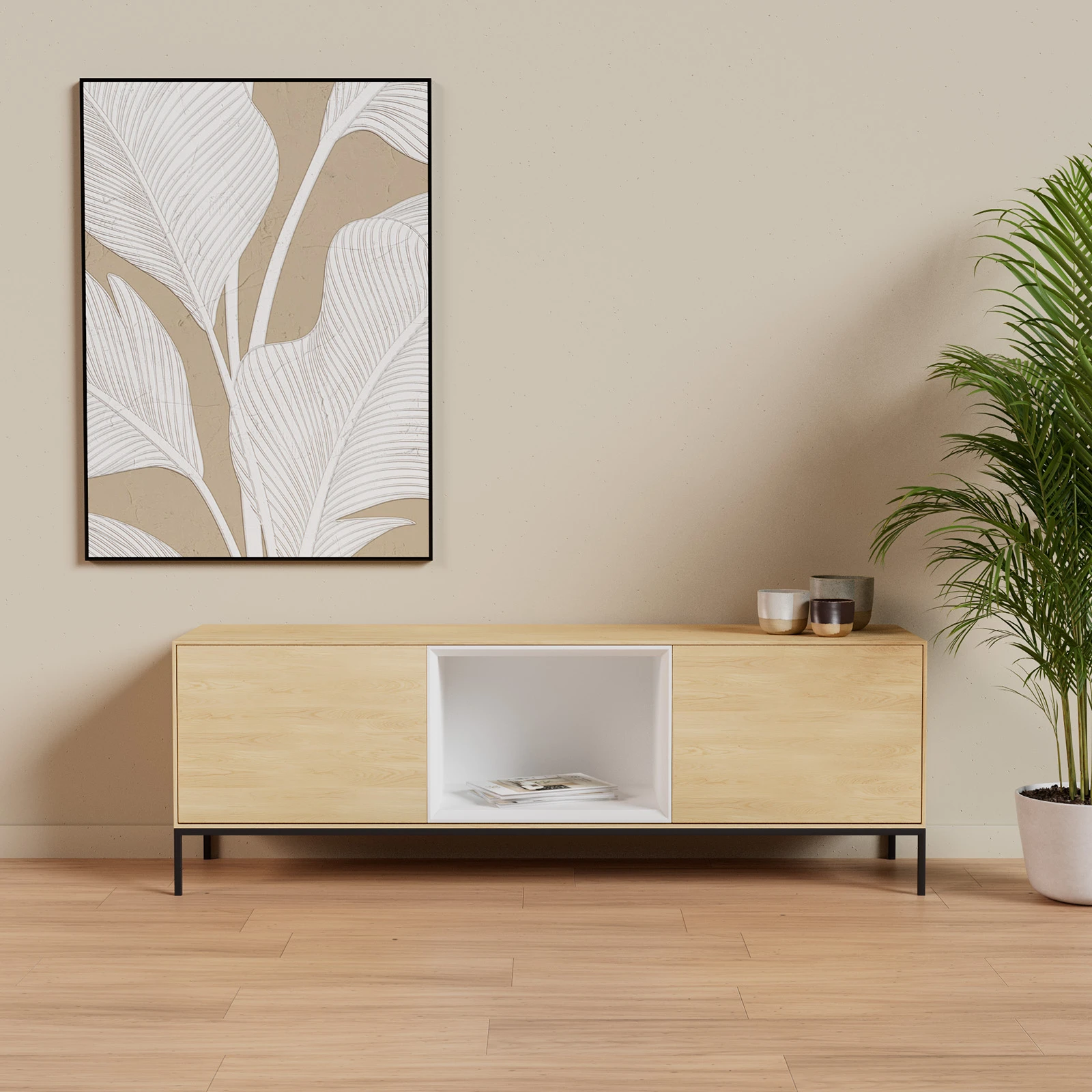 TV Meubel Nature White 160cm Poot