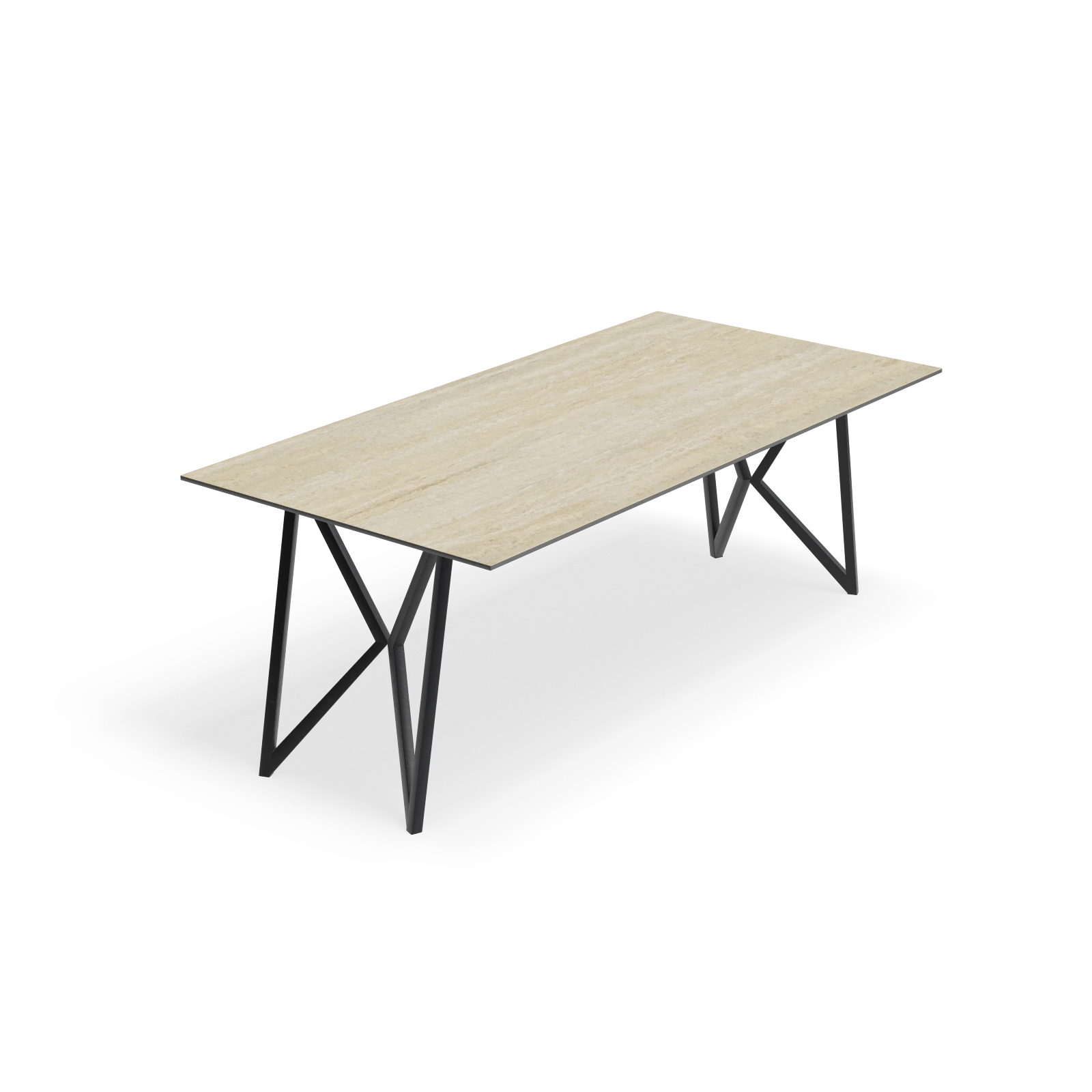 Eettafel Crosse (los) - Rechthoek Keramiek Travertine Classico Satin (200x100cm)