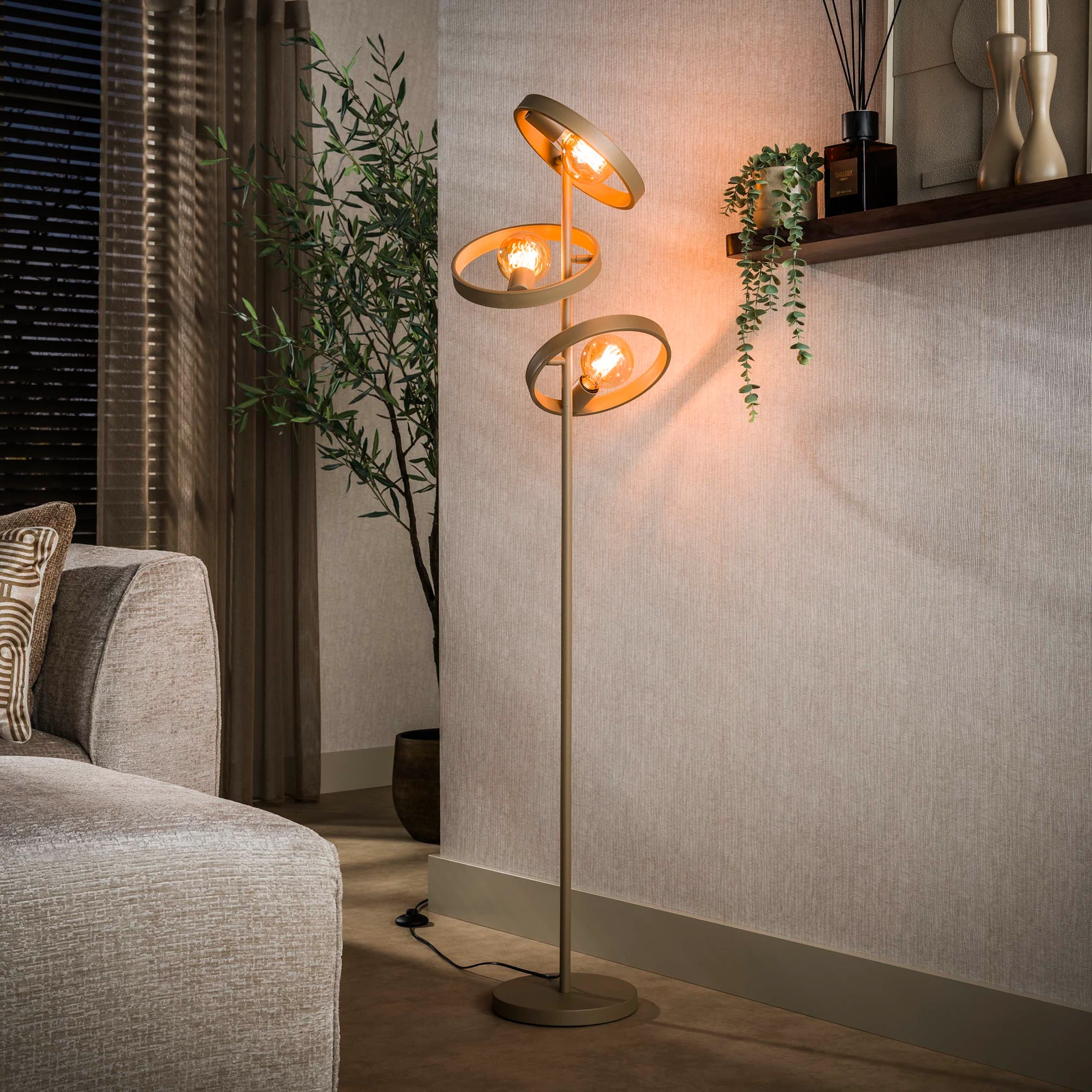 Vloerlamp Hover (3 lichts) - Beige