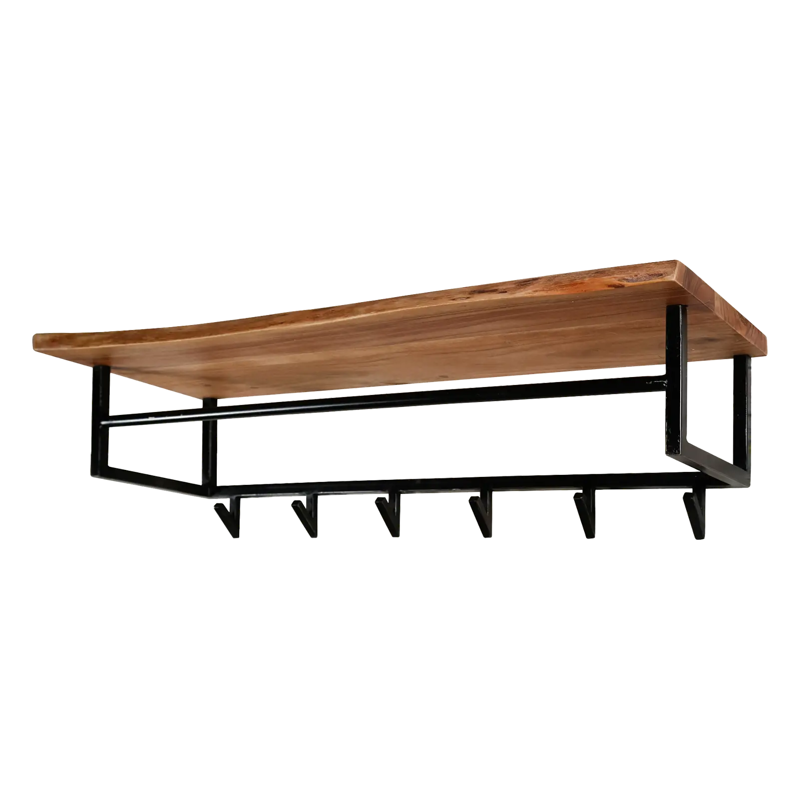 Kapstok Edge - 100 cm - 6 haken - roede - hoedenplank - Acaciahout