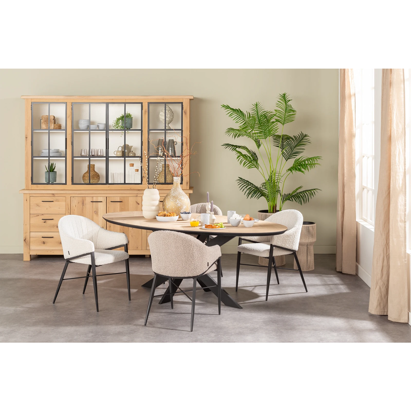 Buffetkast (3 deuren) Beaumont - Combi Nature White / RAL 9010