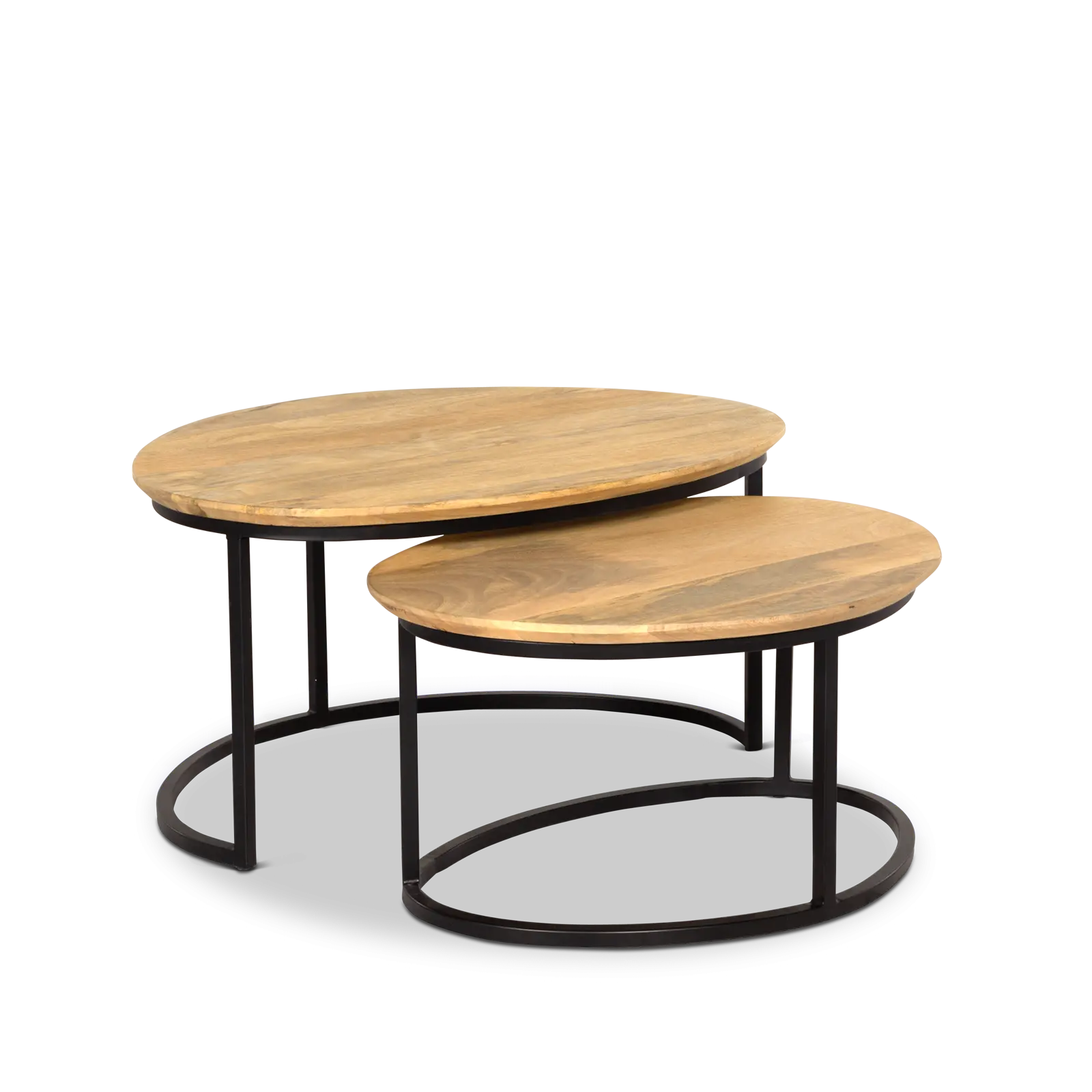 Salontafel set van 2 - Rimini - kiezelvorm - Mangohout Naturel