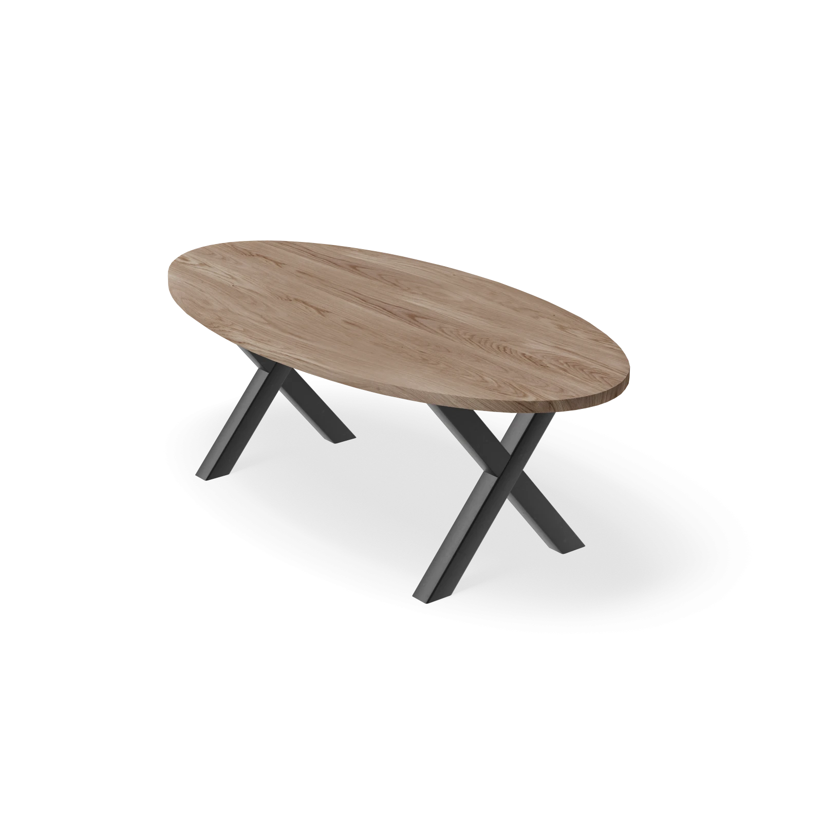 Eettafel X Poot(8x8cm) - Ovaal Eiken Kiezel (220x110cm)