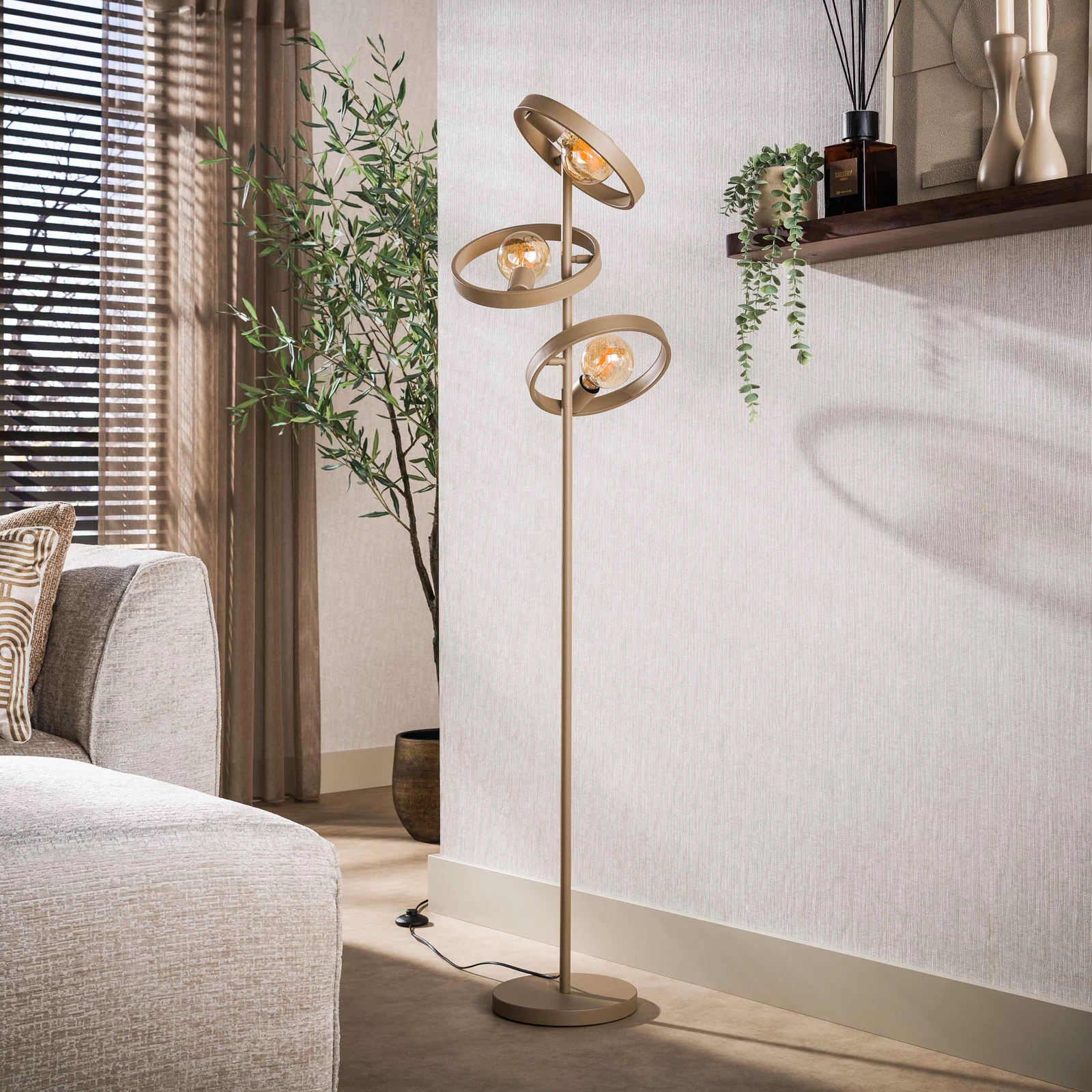 Vloerlamp Hover (3 lichts) - Beige
