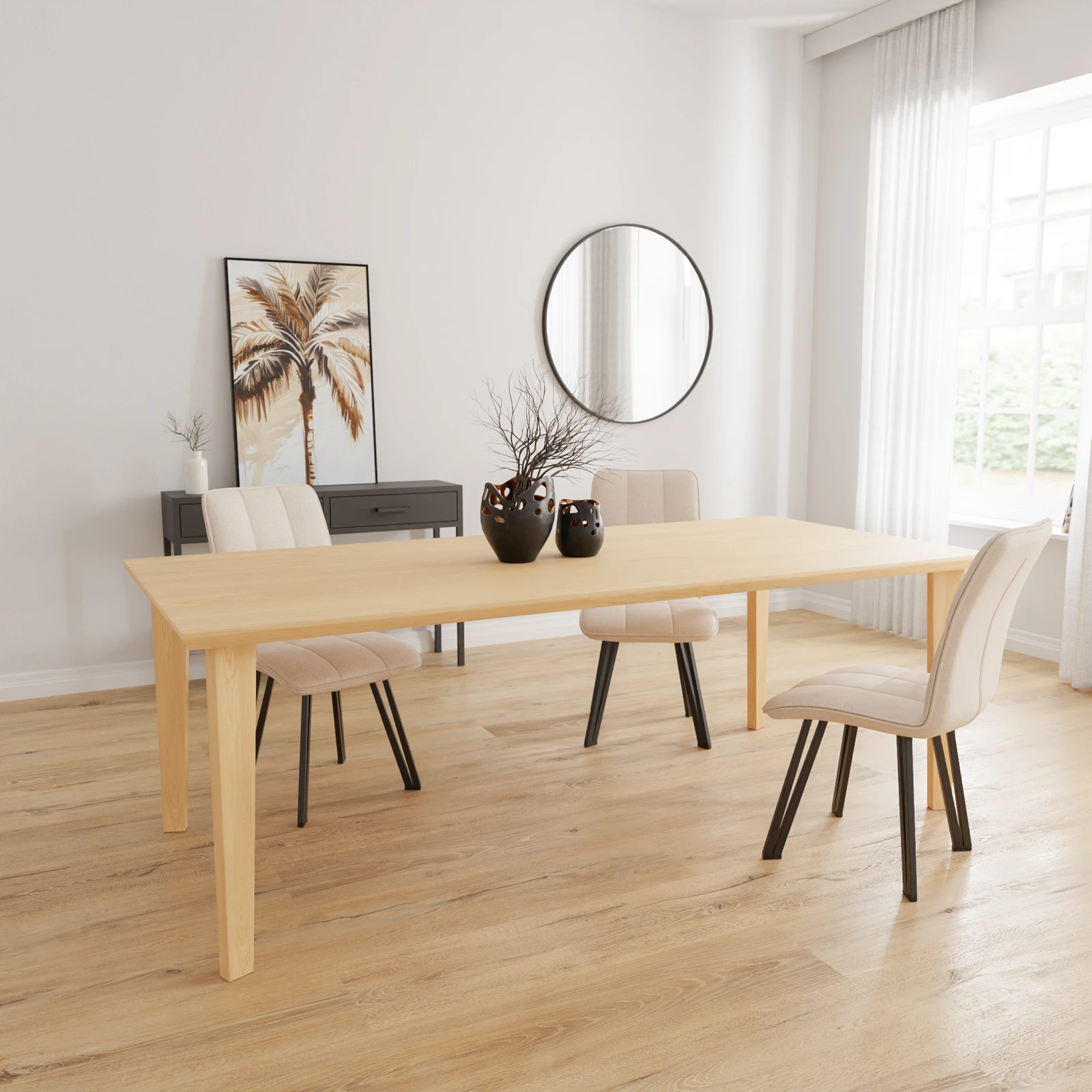 Eettafel Xavi - Rechthoek Nature White (220x100cm)