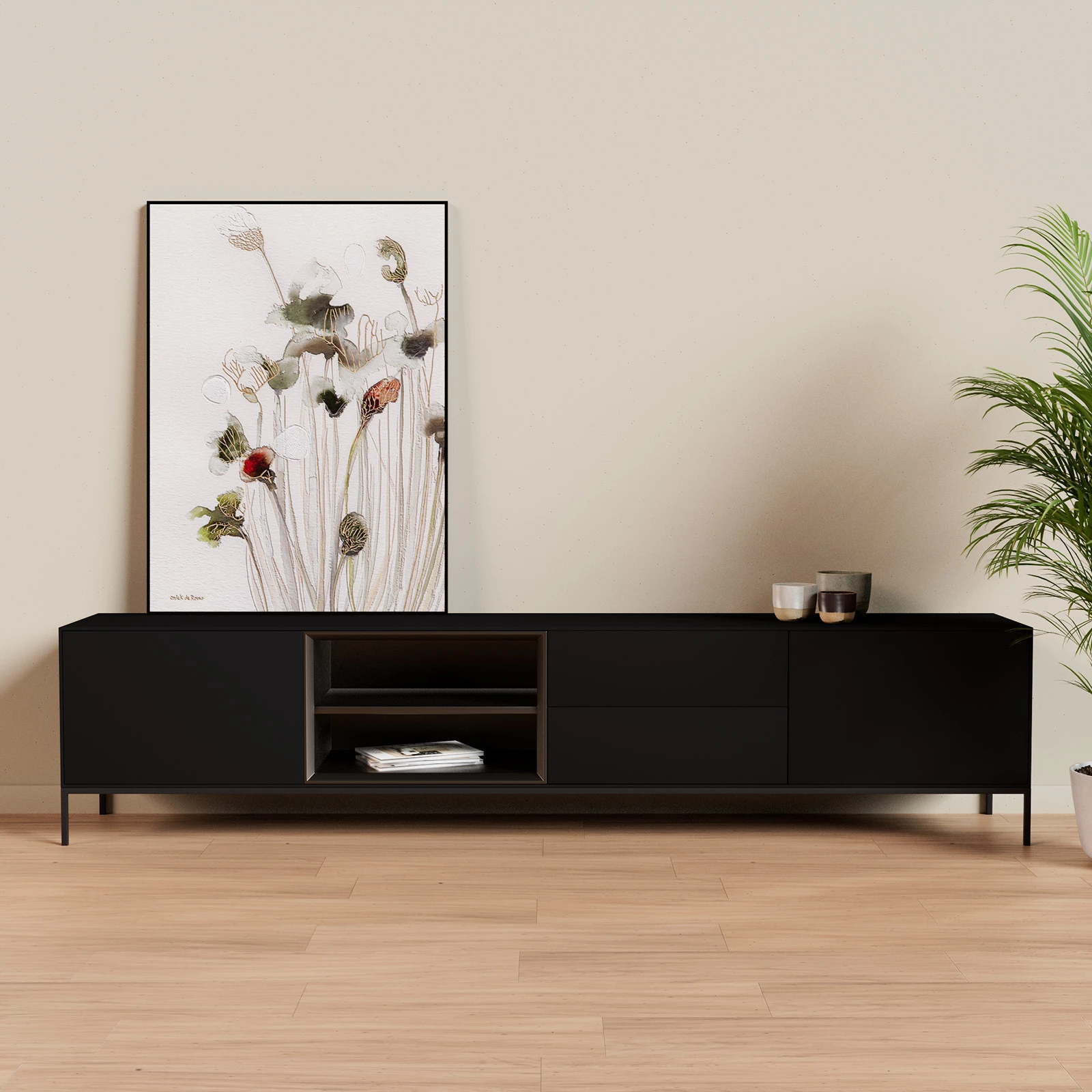TV Meubel Black 240cm Poot