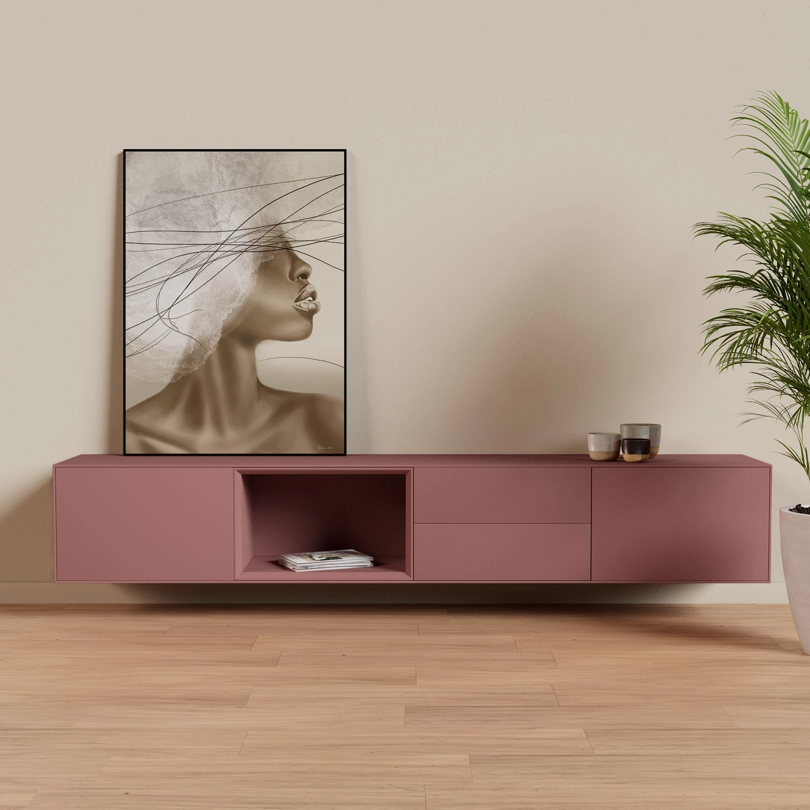 TV Meubel Hermosa Pink 240cm Zwevend