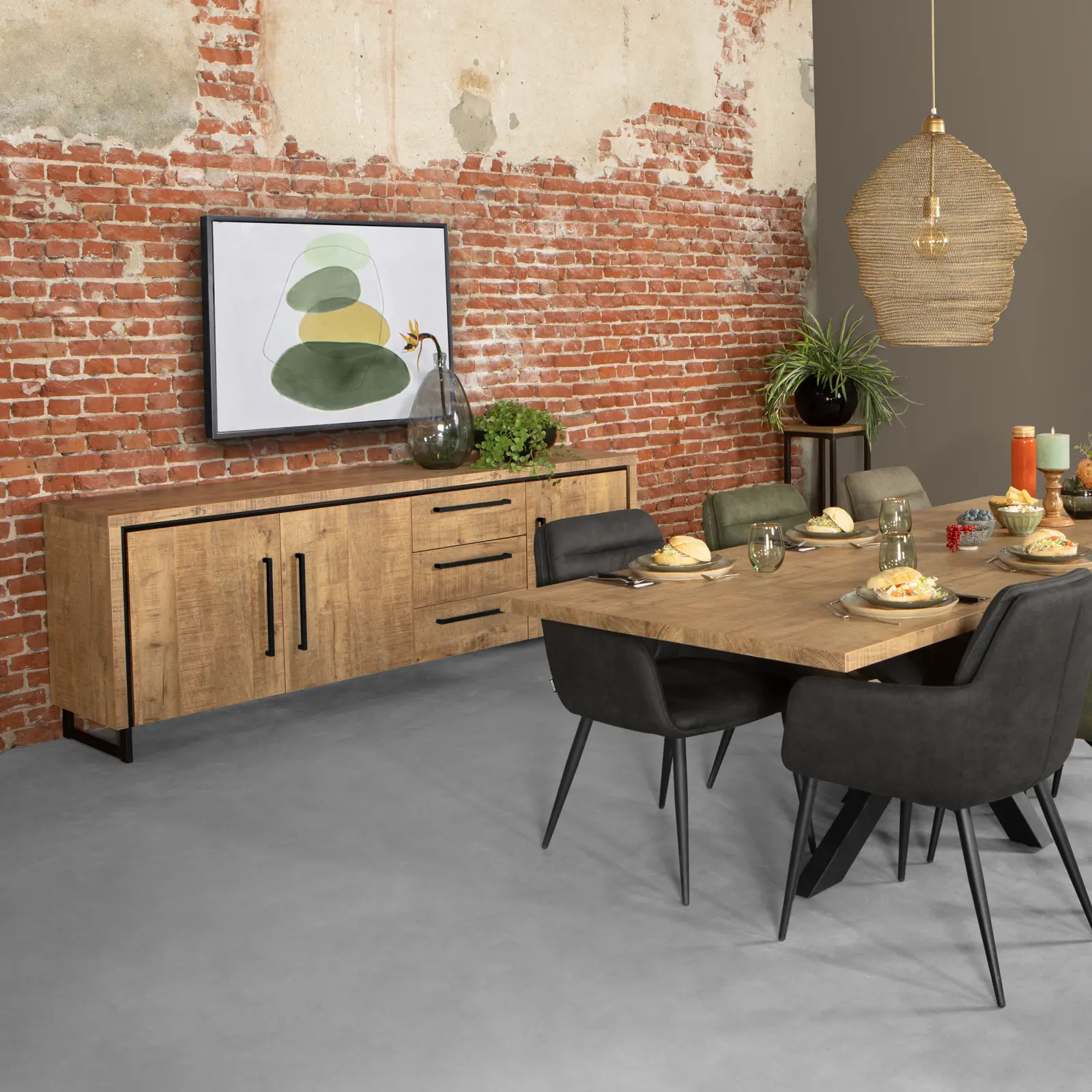 Dressoir Sheridan - 172 cm - Lamulux Mango - 2 deuren, 3 laden