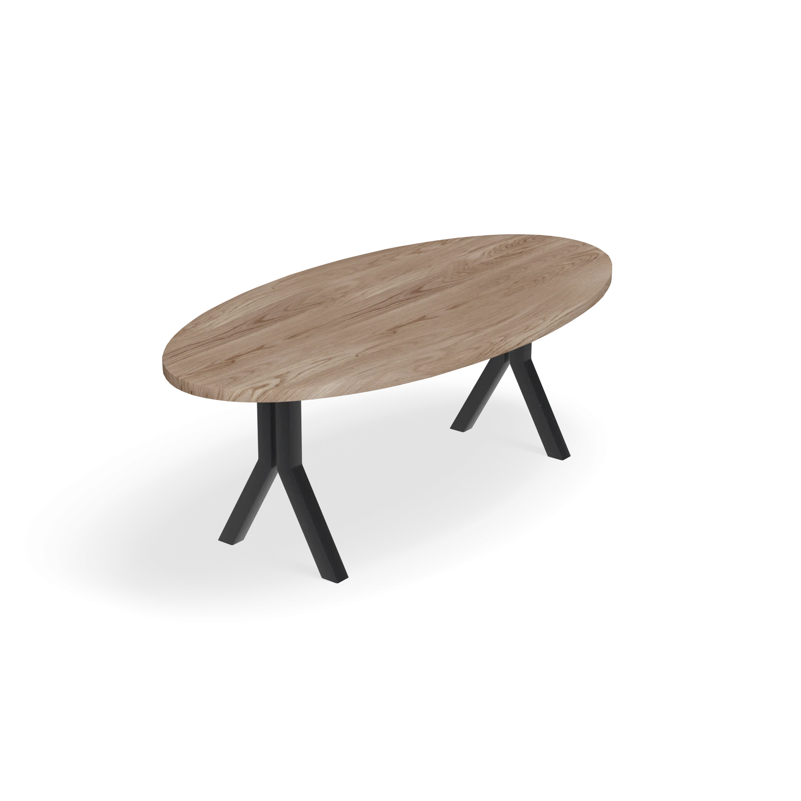 Eettafel Y Poot(8x8cm) - Ovaal Eiken Kiezel (220x110cm)