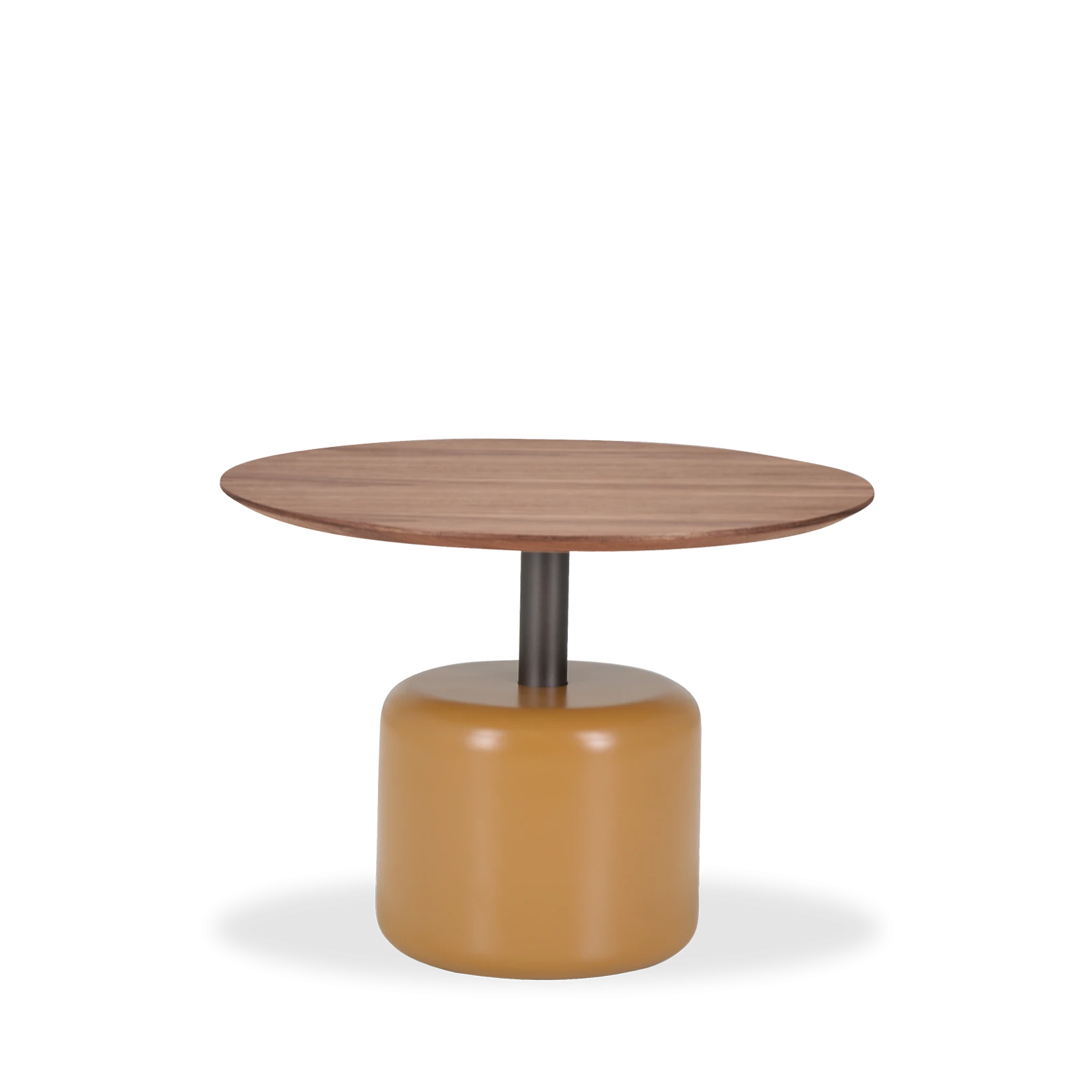 Salontafel (rond: 60cm - poot: cognac) Formia - Walnoot
