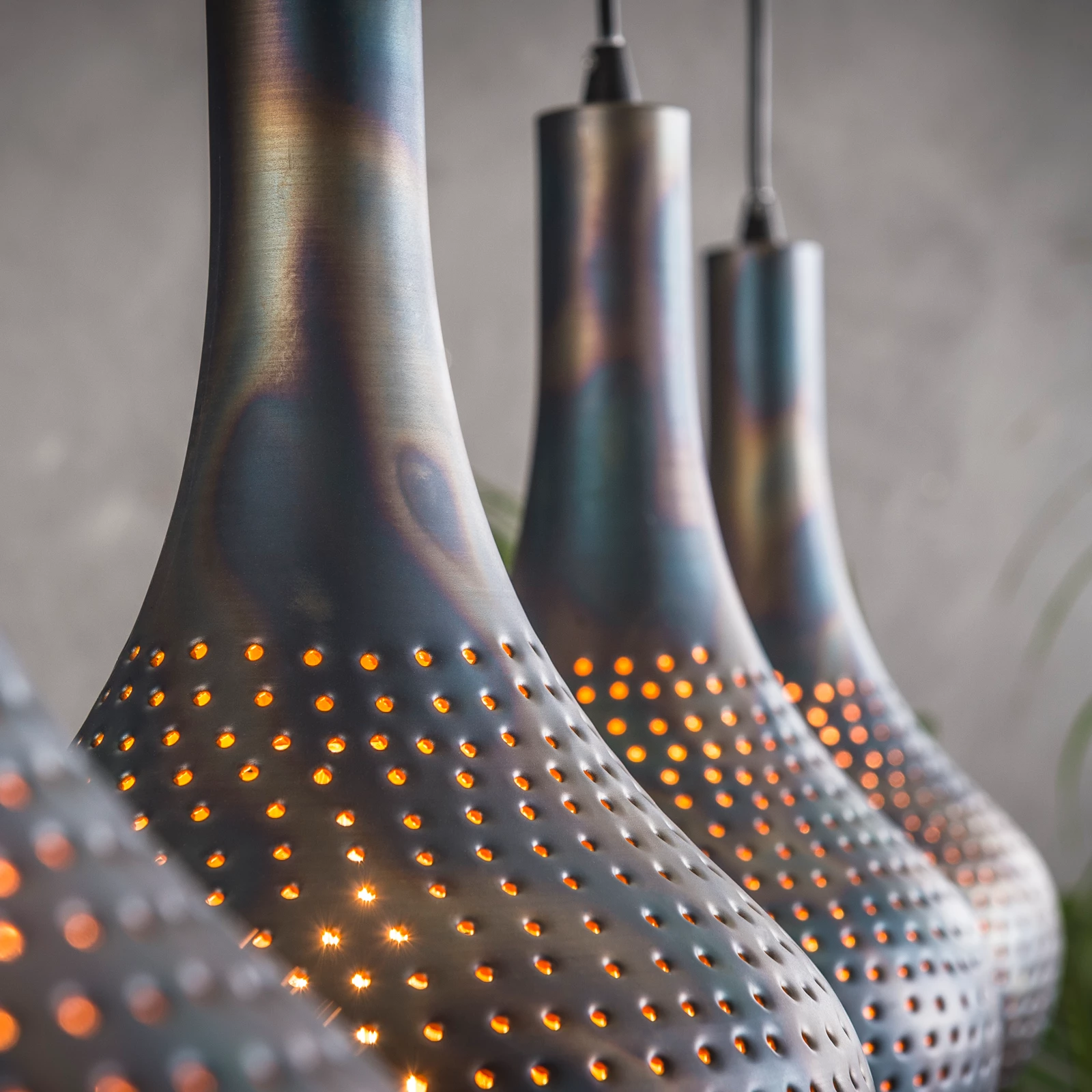 Hanglamp (4 lichts) Punch Kegel - Zwartbruin