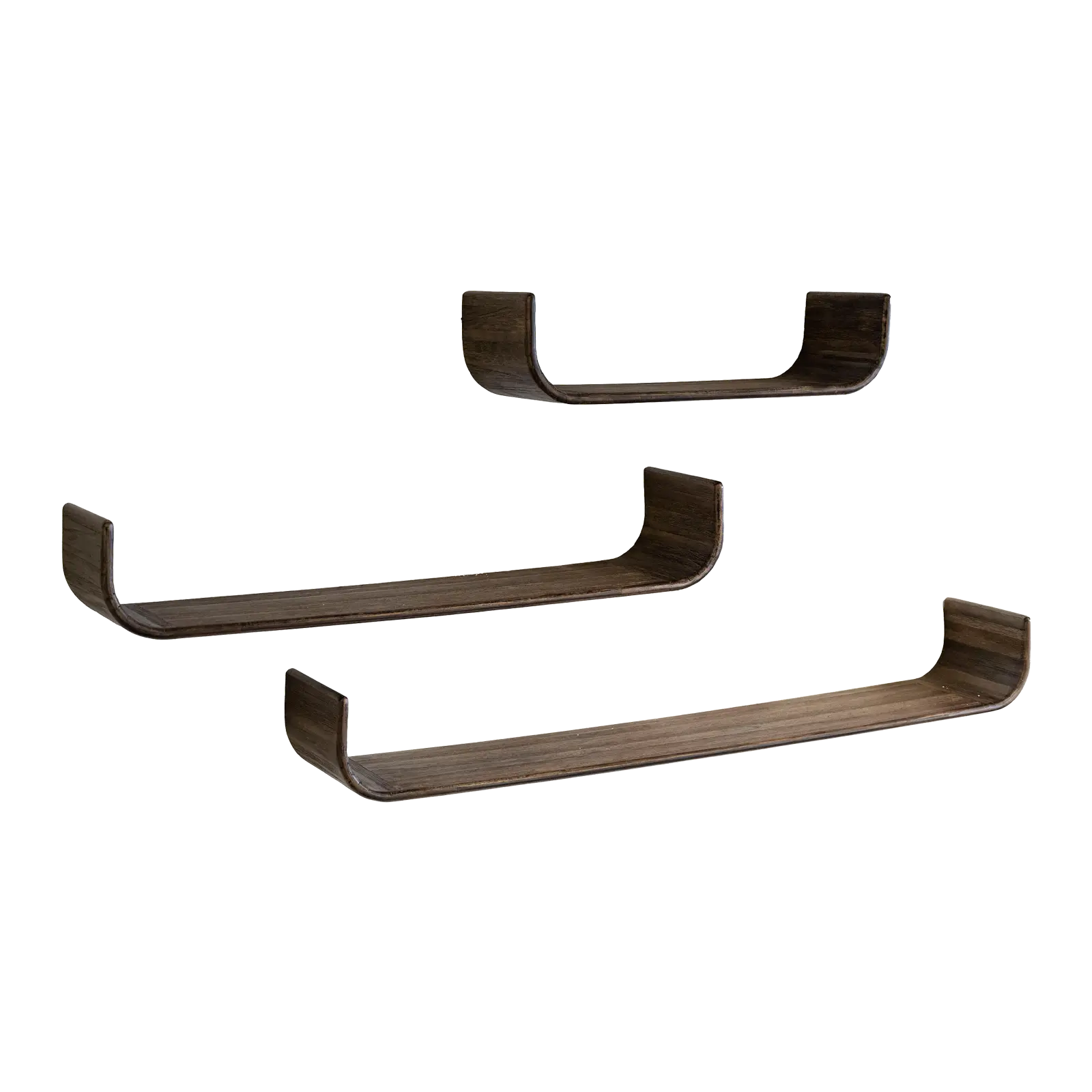 Wandplank Maya - Teak Espresso - U-shape set van 3