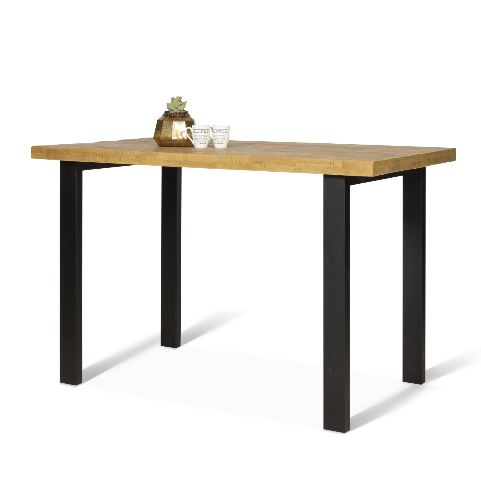 Bartafel (140x80cm) Steelwood - Seasoned Brown/Metaal Zwart