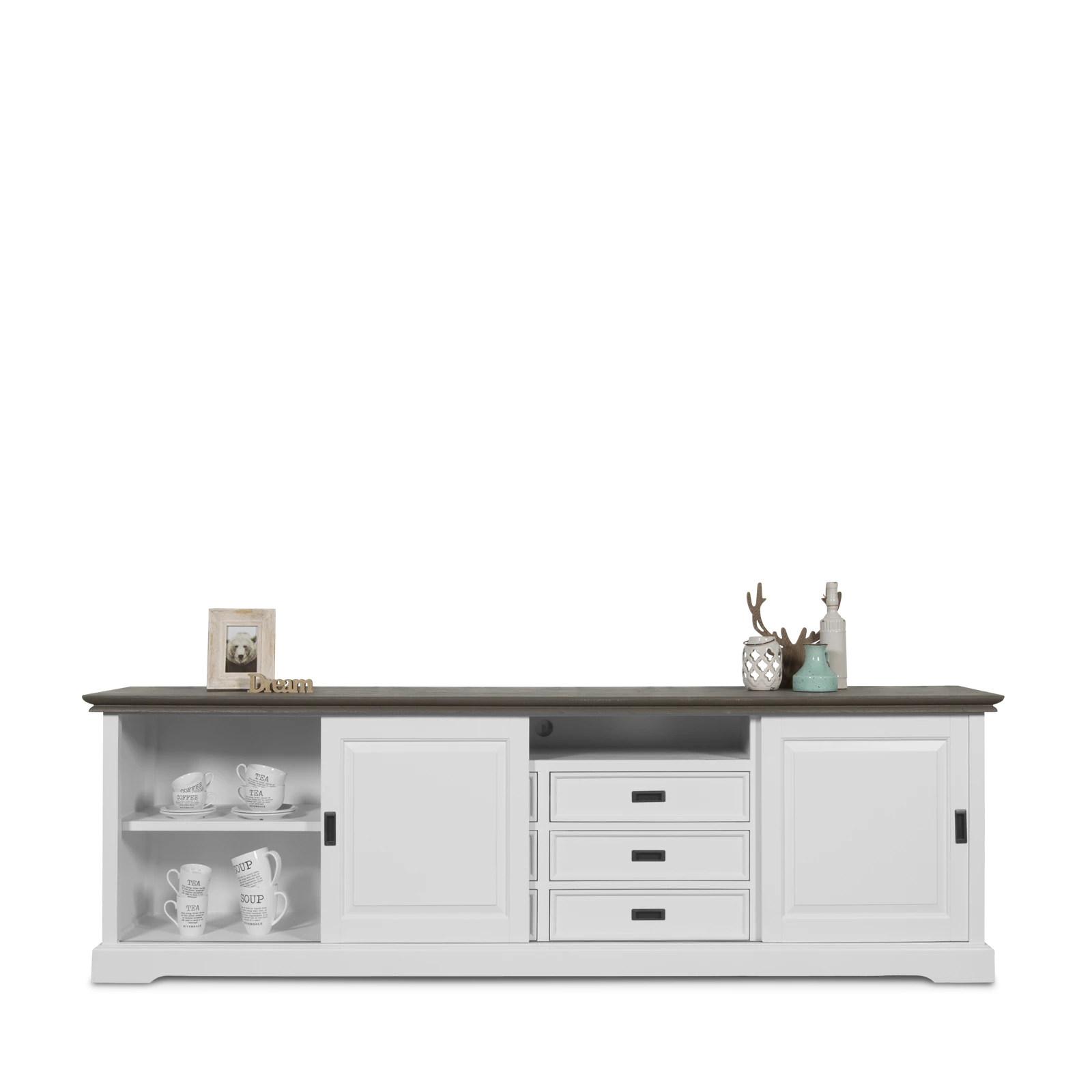 Tv meubel (240cm) Riverwoods - ClearWhite/Rustic Grey