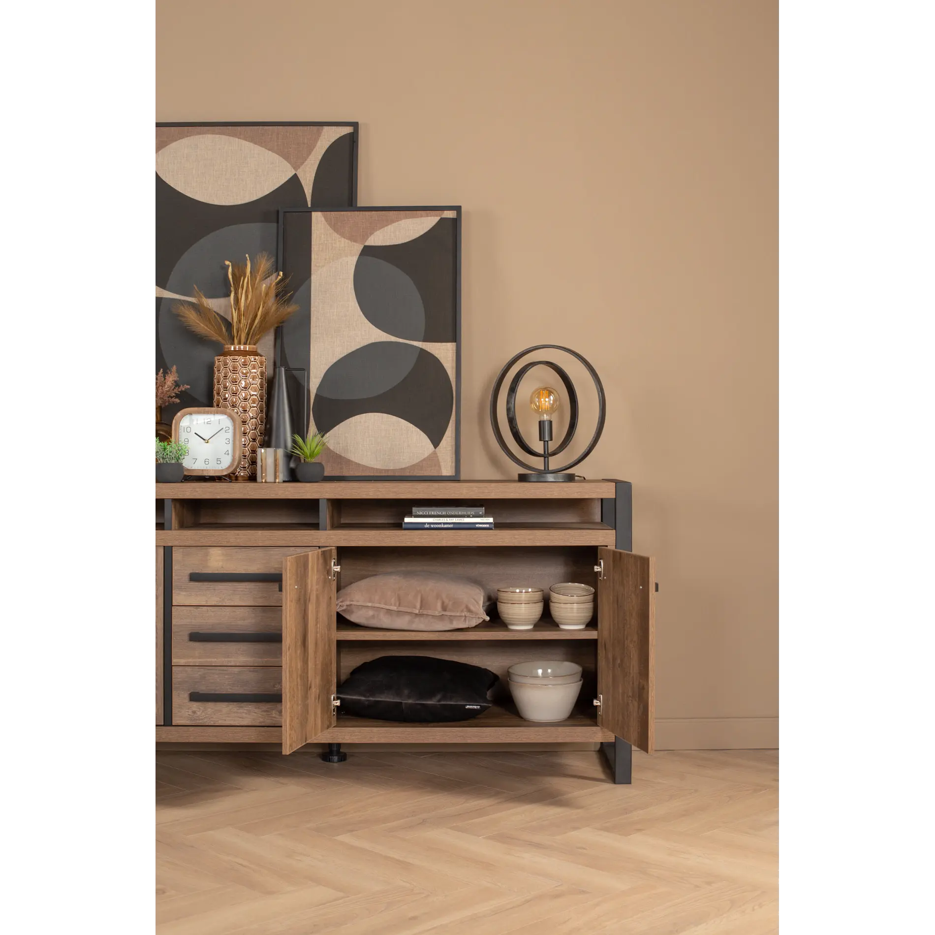 Dressoir Wisconsin - 189 cm - Lamulux Mokka - 3 laden, 3 deuren