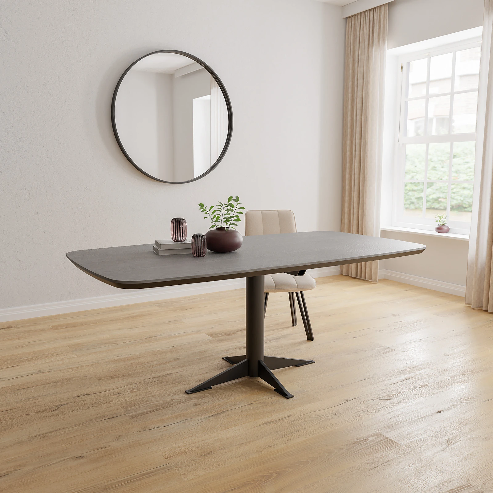Eettafel Westfield - Deens Ovaal HPL Houtlook zwart (200x105cm)