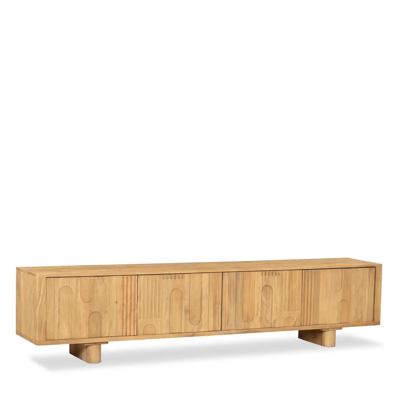 TV meubel Kenya - 220 cm - Mangohout Loom Naturel - 4 deuren