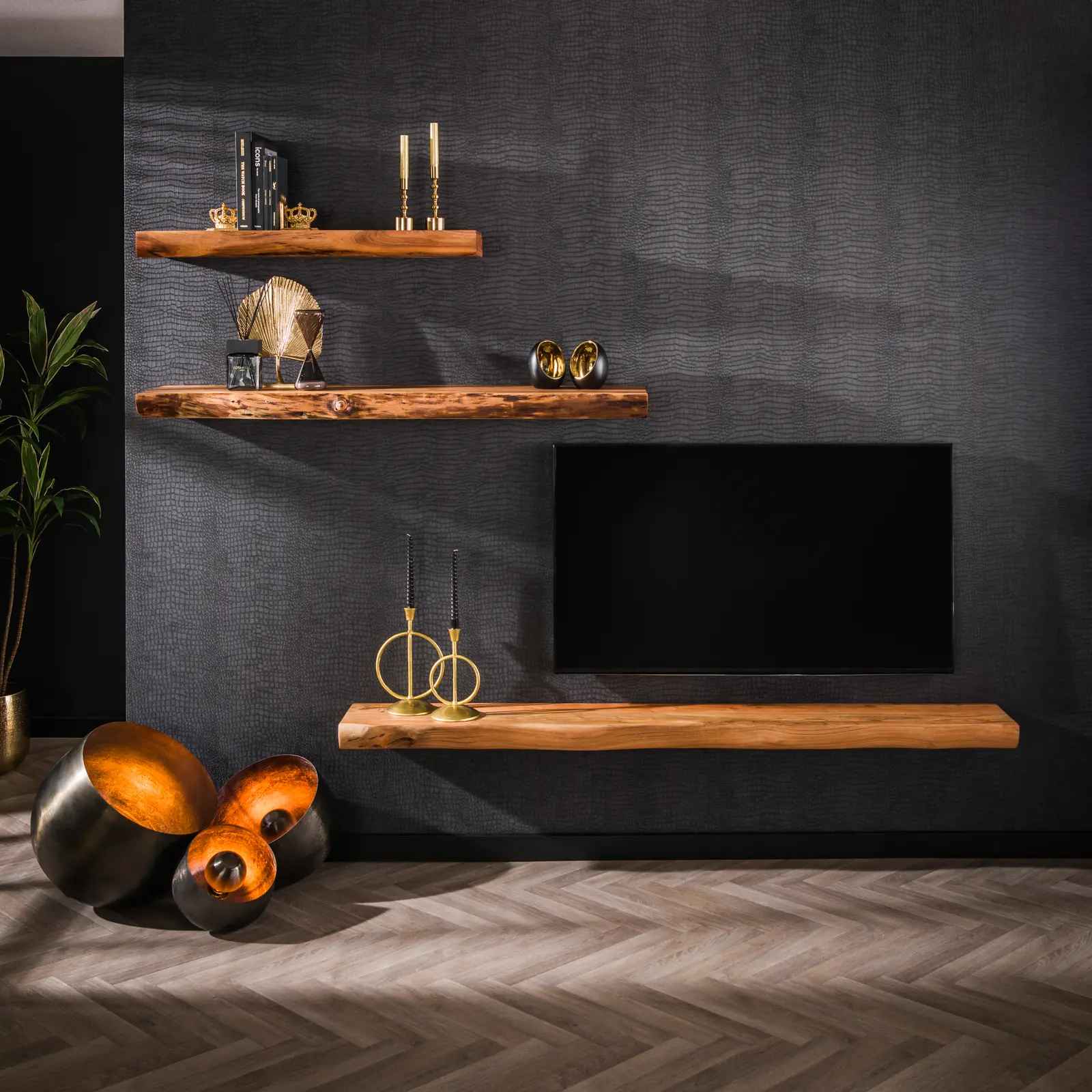 Wandplank Tree - 200 cm - Massief Acaciahout