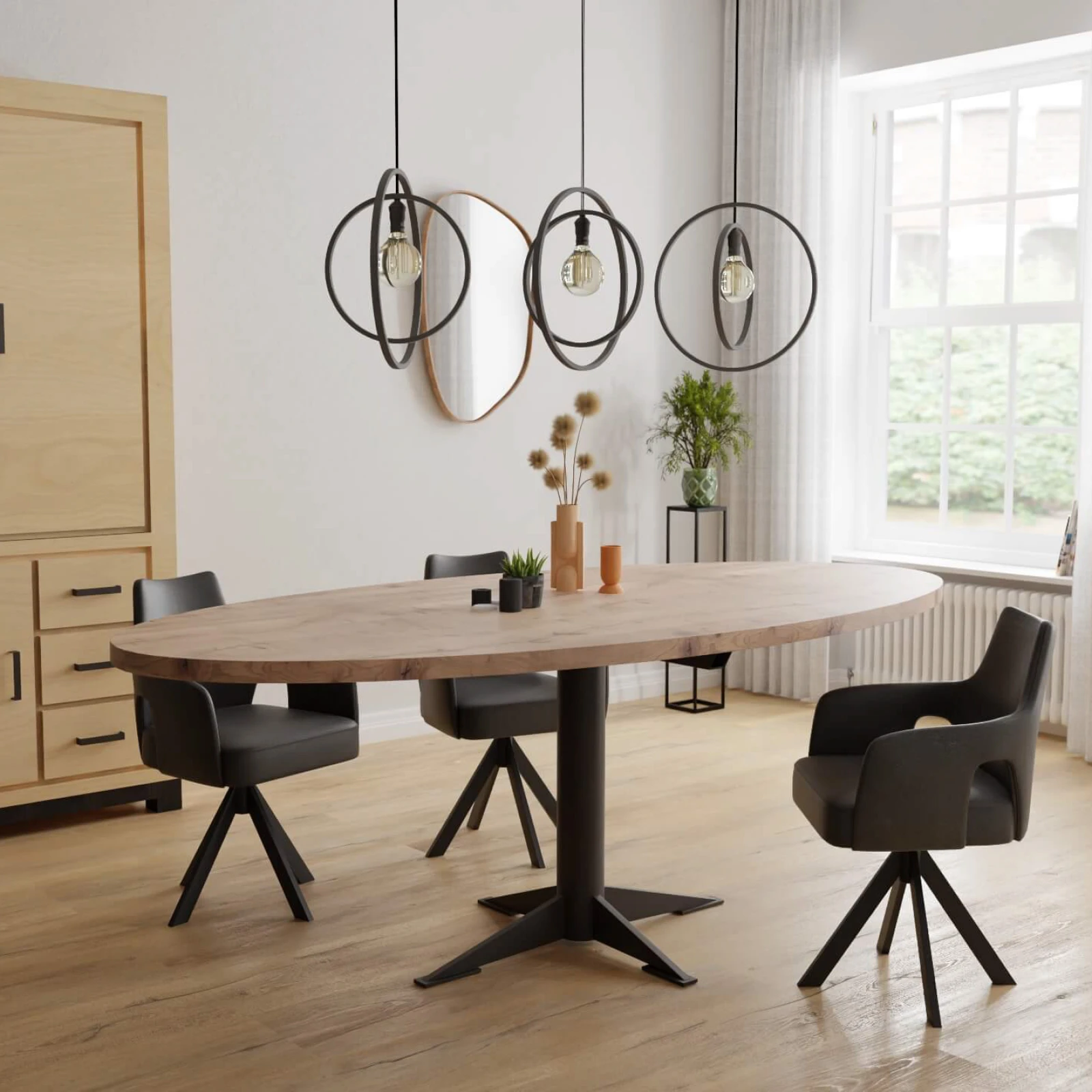 Eettafel Westfield- Ovaal Eiken Kiezel (220x110cm)