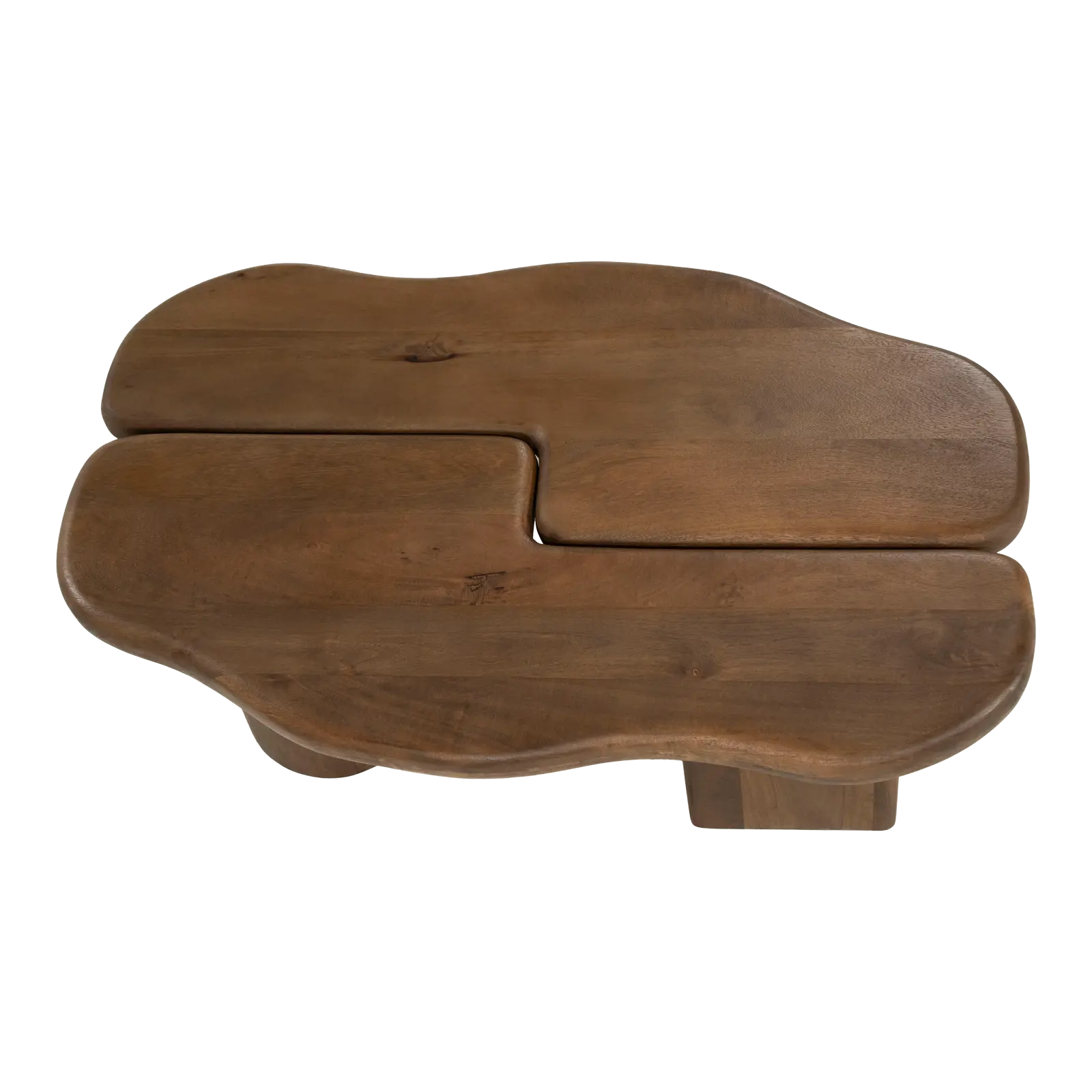 Salontafel set van 2 Yuo - organische vorm 100x80 cm - Mangohout Lichtbruin