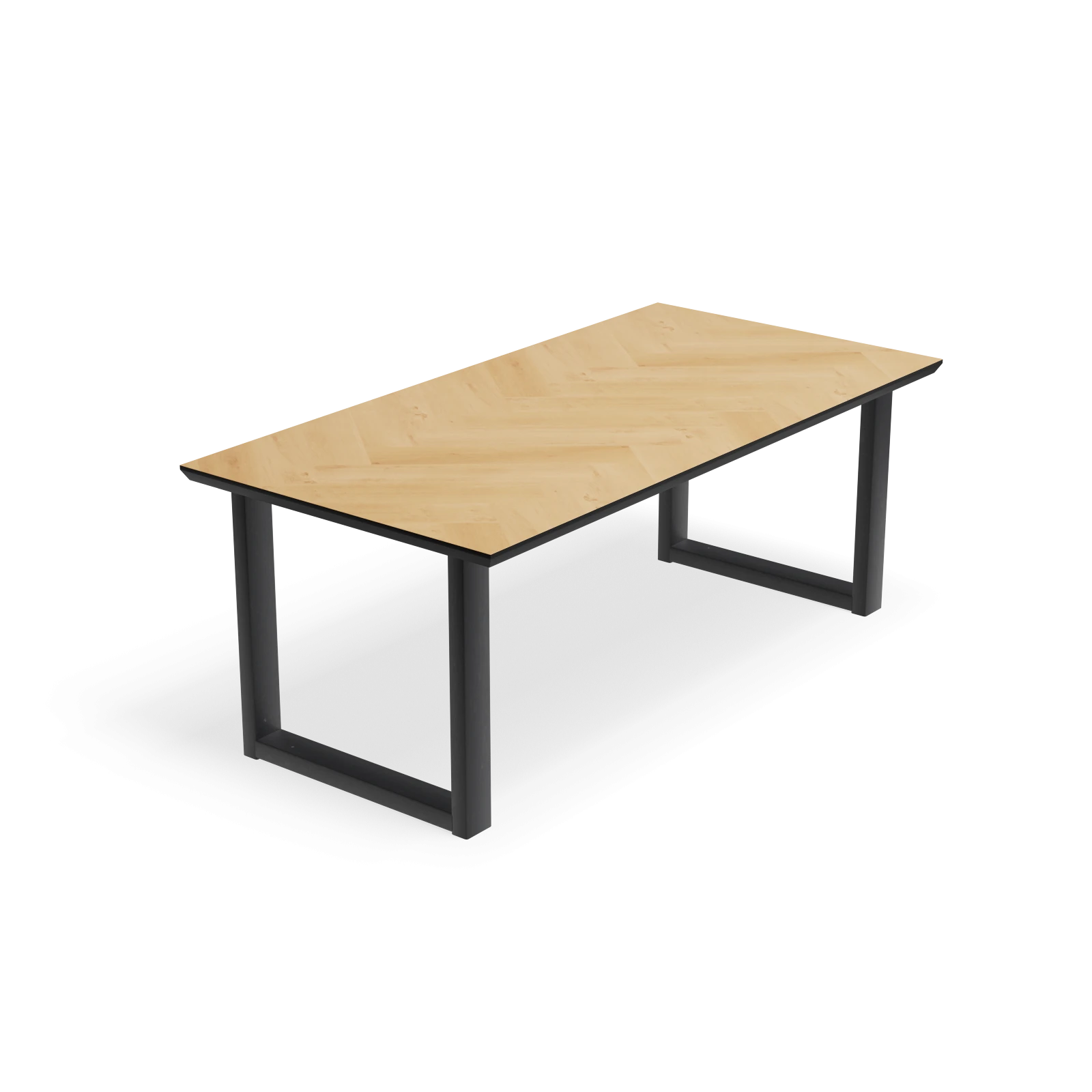Eettafel U poot (10x5cm) - Rechthoek Eiken Visgraat Nature White (200x100cm)