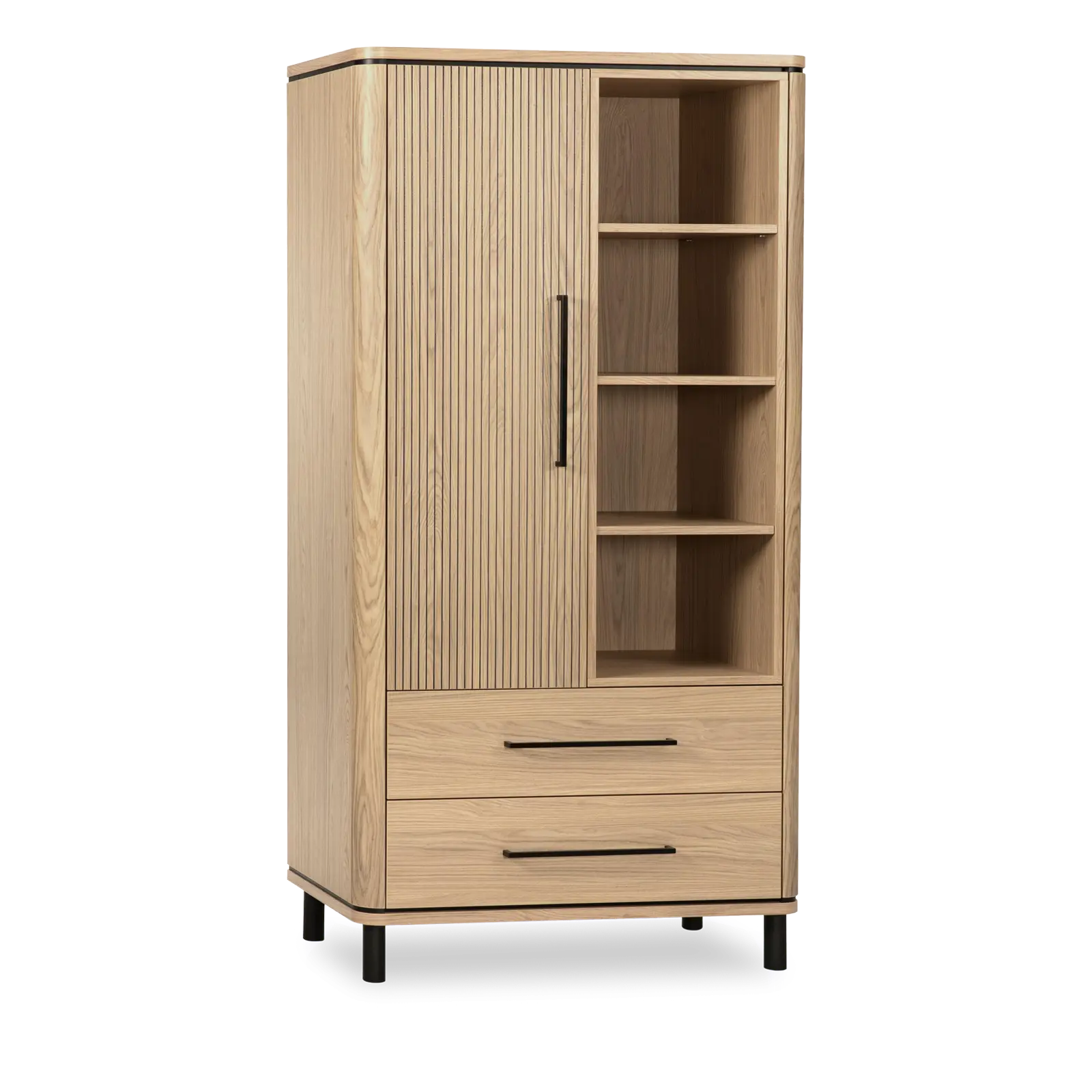 Wandkast Shuffle – 89 cm – Lamulux Blond Oak – 1 deur, 2 laden, 4 open vakken