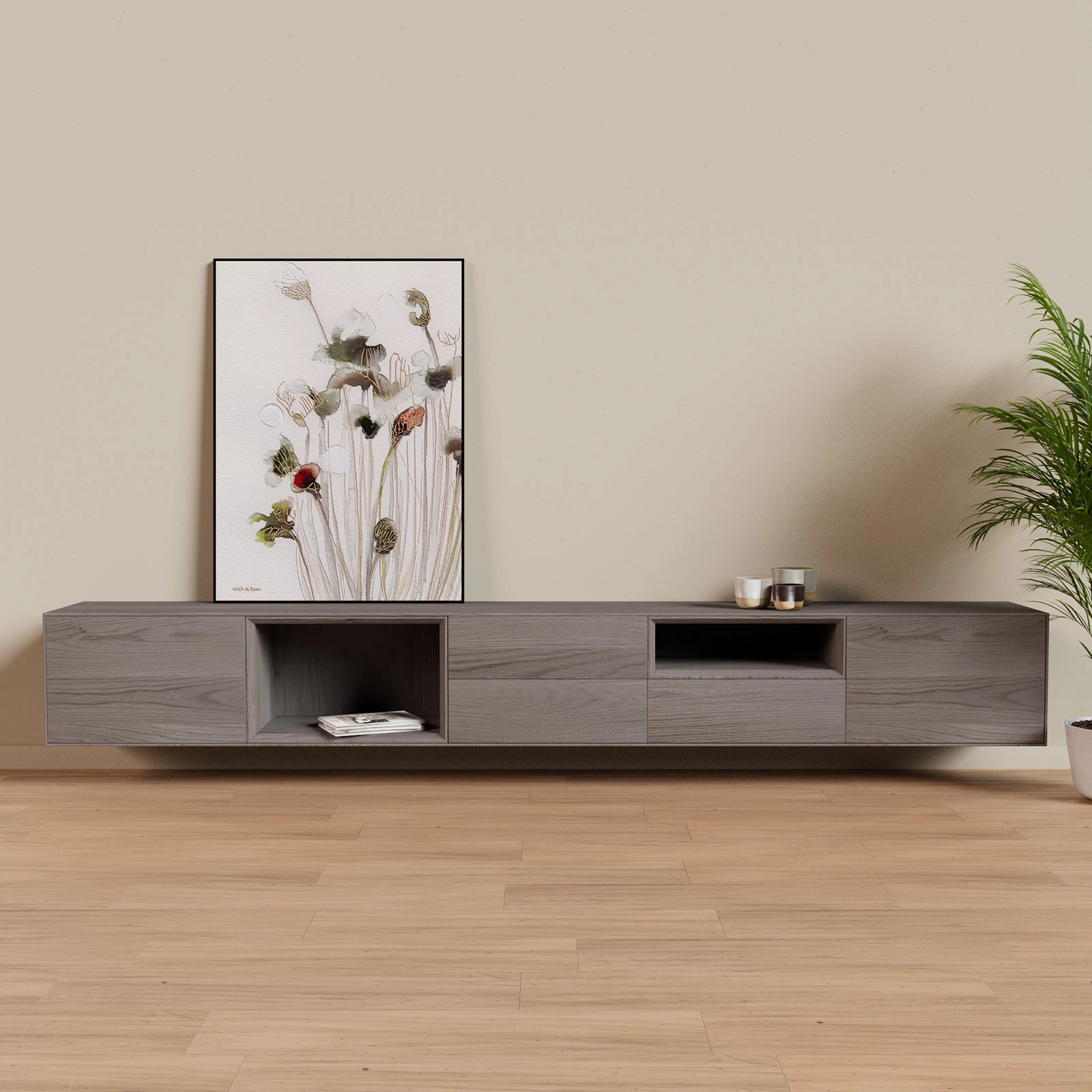 TV Meubel Mice Grey 300cm Zwevend