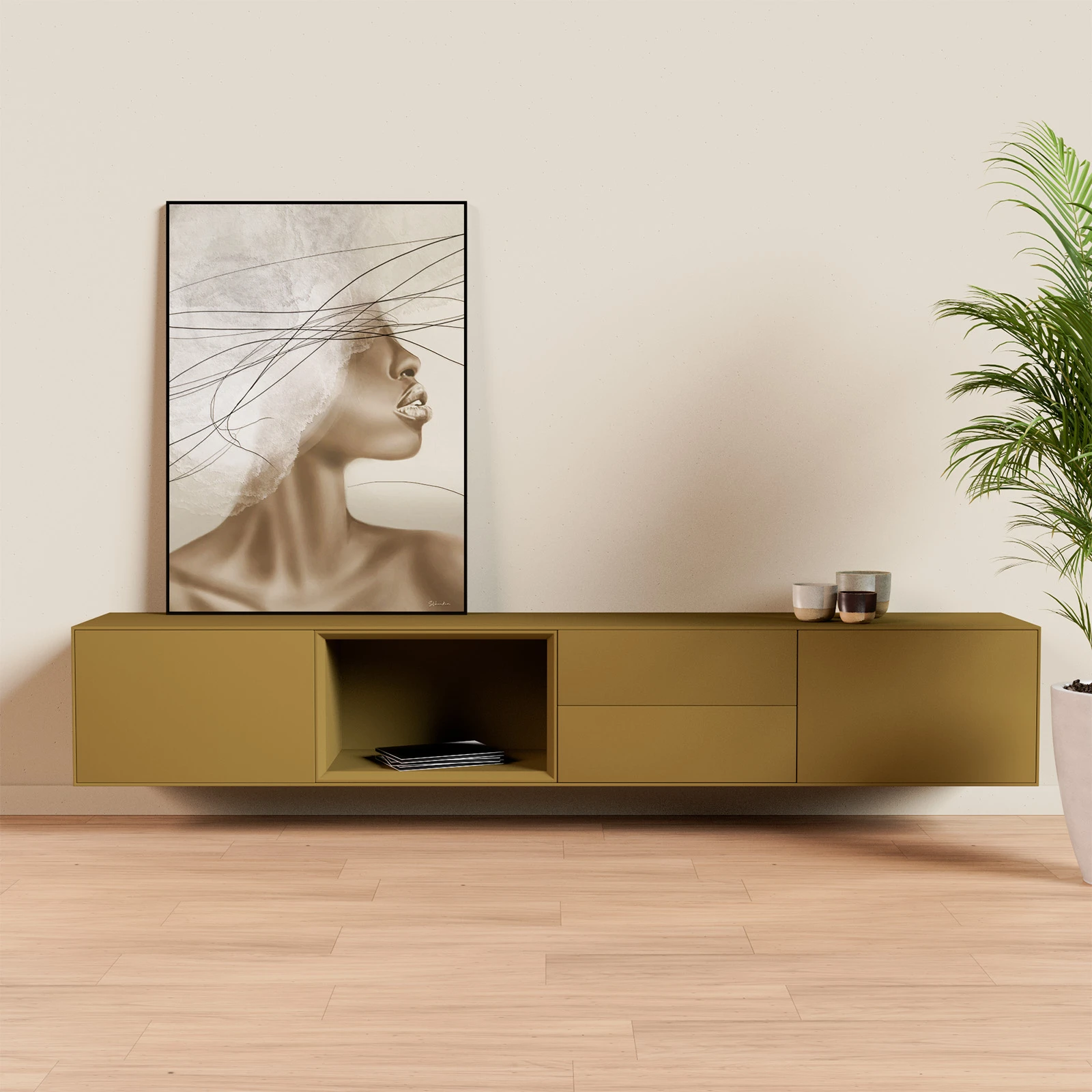 TV Meubel Green Brown 240cm Zwevend