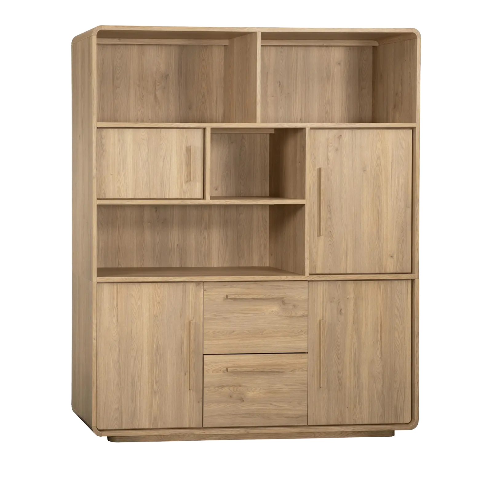 Wandkast Serenata - 180 cm - Lamulux Old Oak - 4 deuren, 2 laden, 4 open vakken